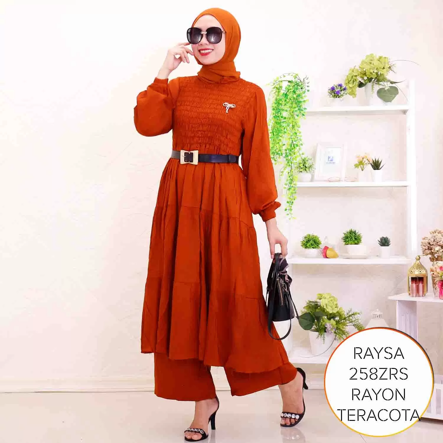 One Set Midi Kulot Kerut Karet Umpak Wudhu Frendly Rayon Twill Raysa 18 5