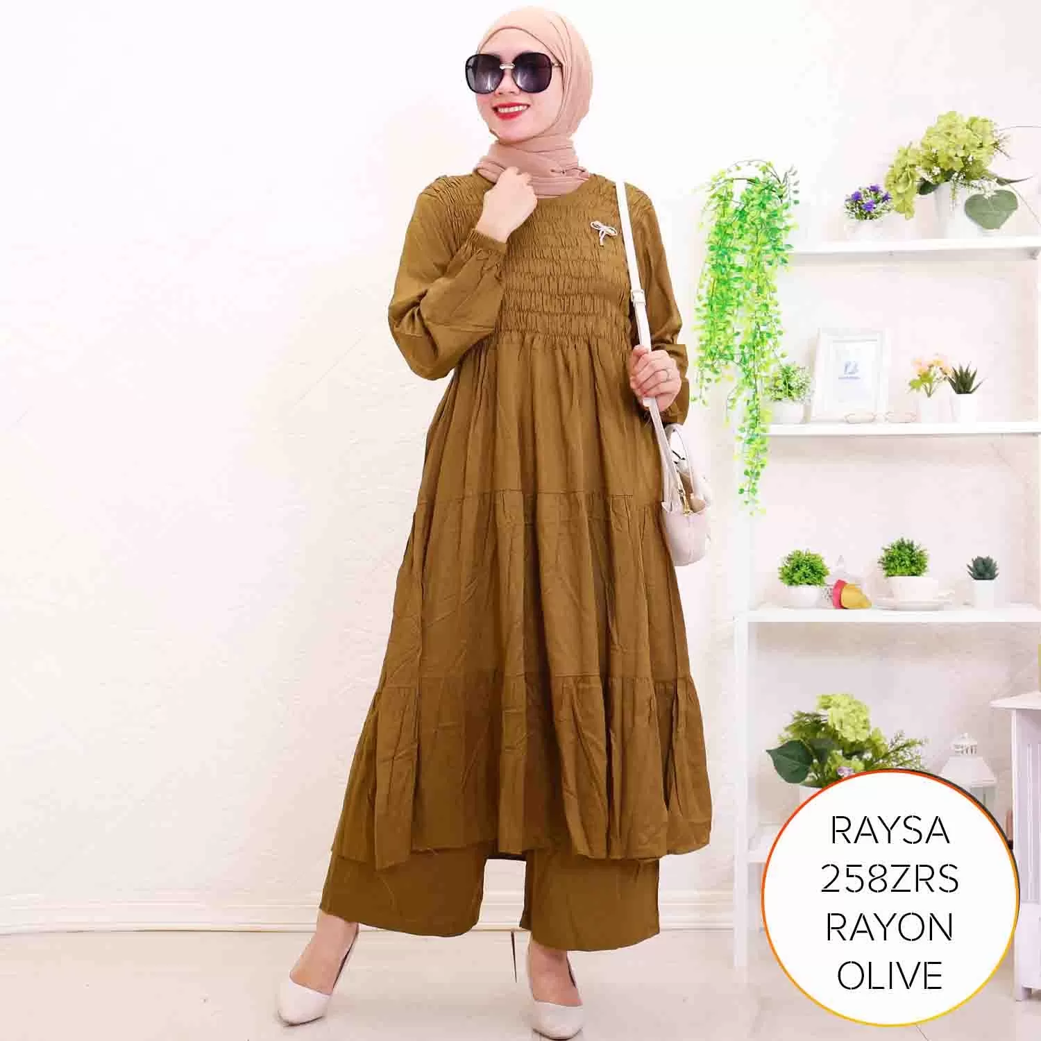 One Set Midi Kulot Kerut Karet Umpak Wudhu Frendly Rayon Twill Raysa 18 5