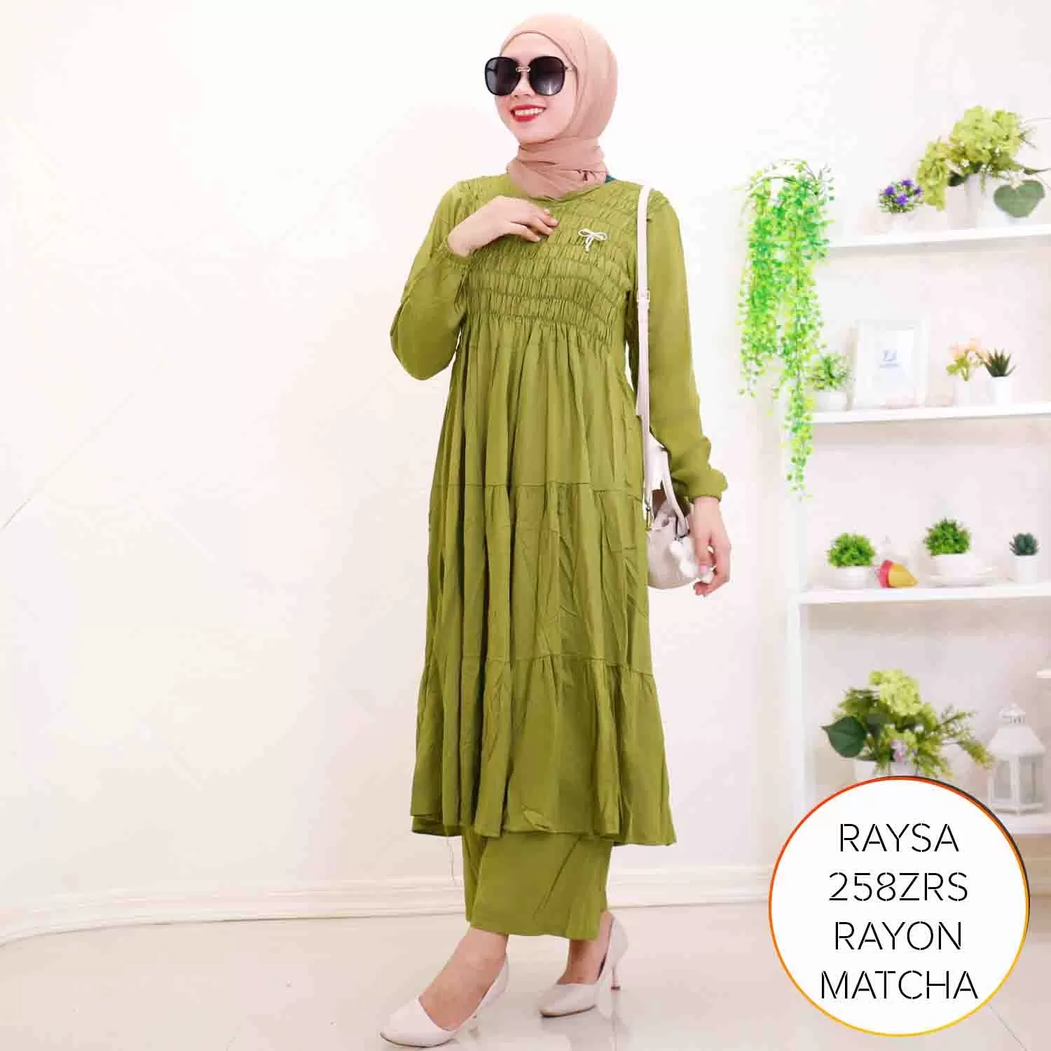 One Set Midi Kulot Kerut Karet Umpak Wudhu Frendly Rayon Twill Raysa 18 5