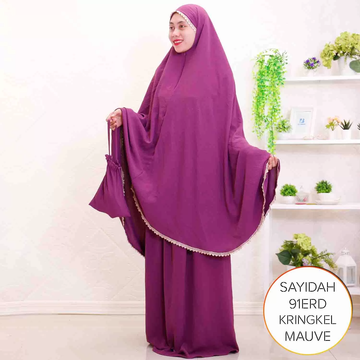 Mukena  2 in 1 Sleting Depan Tali Renda Free Bag Kringkel Airflow Sayidah 9 2