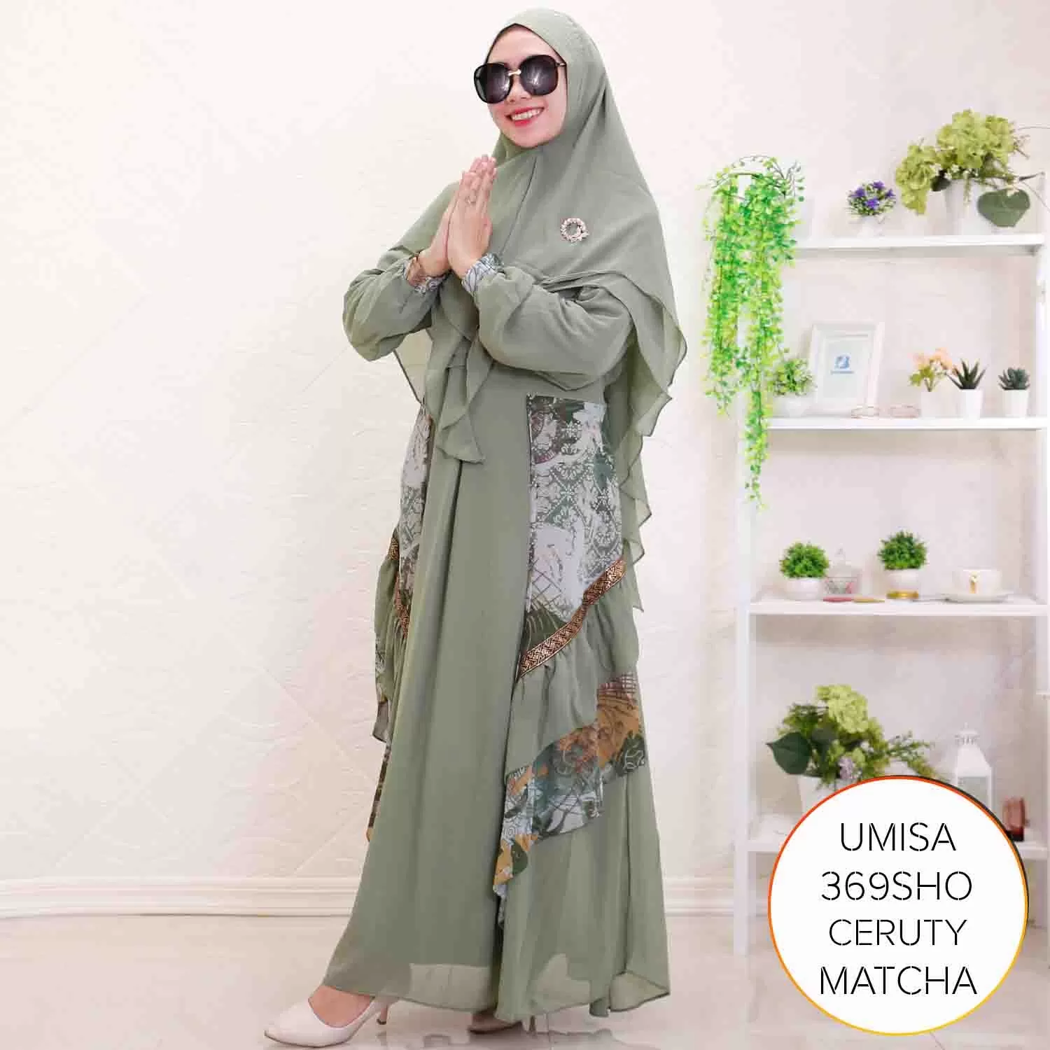 Gamis Syari Set Hijab Jumbo Ceruty Motif Umisa 18 4