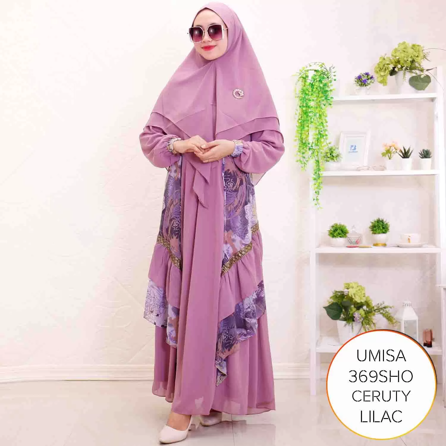 Gamis Syari Set Hijab Jumbo Ceruty Motif Umisa 18 4