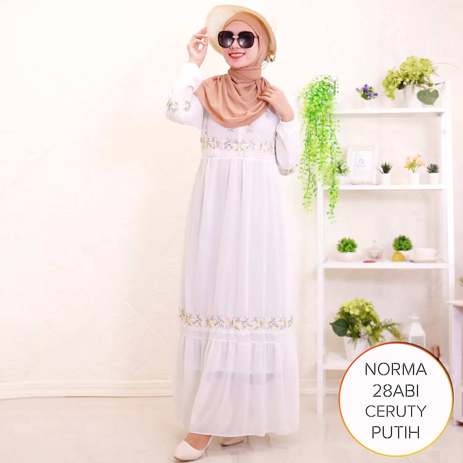 Gamis Bordir Ceruty Furing Busui Wudhu Friendly Allsize Norma E  2 E4