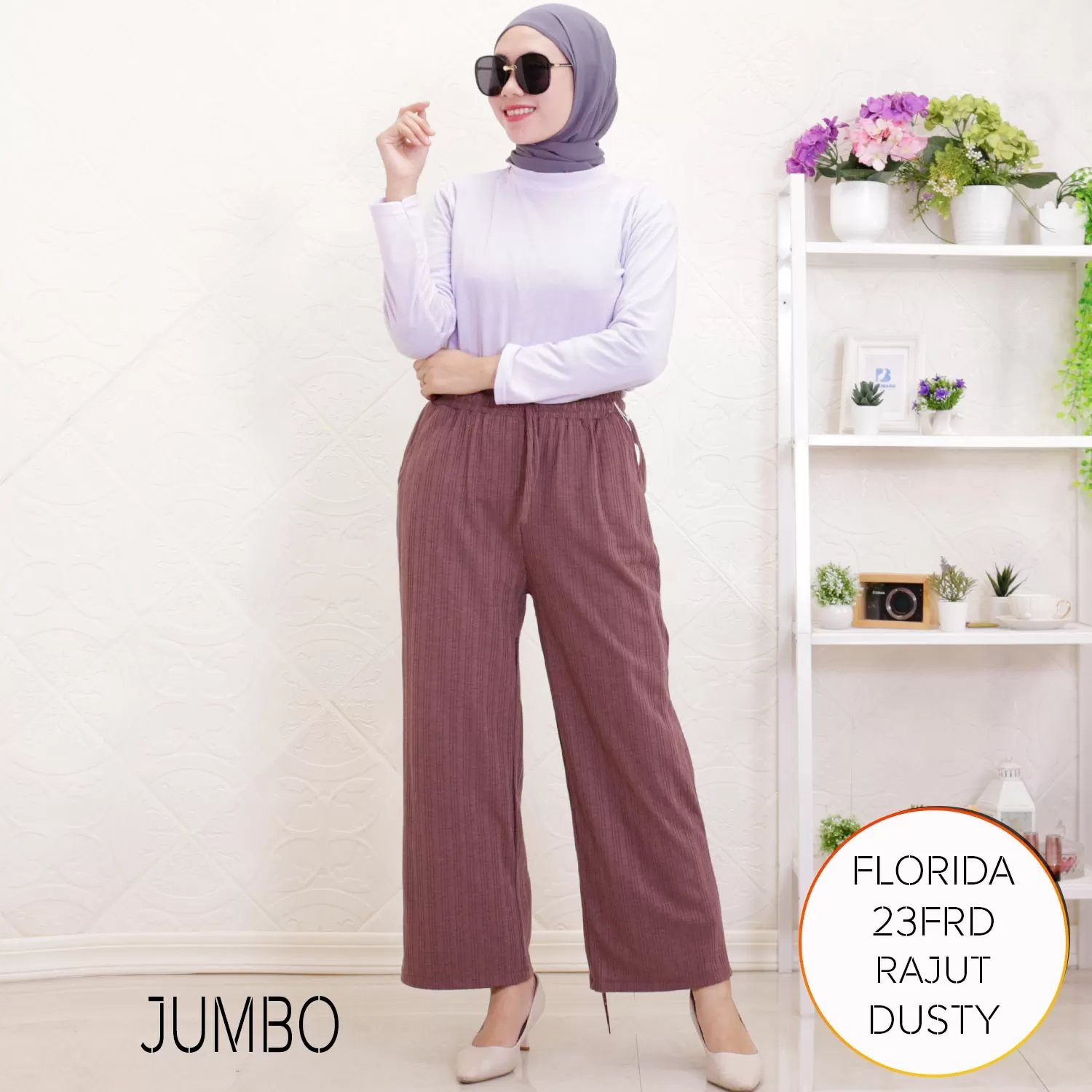 Kulot Rajut Knit Polos Tali Serut Depan Florida 17 2