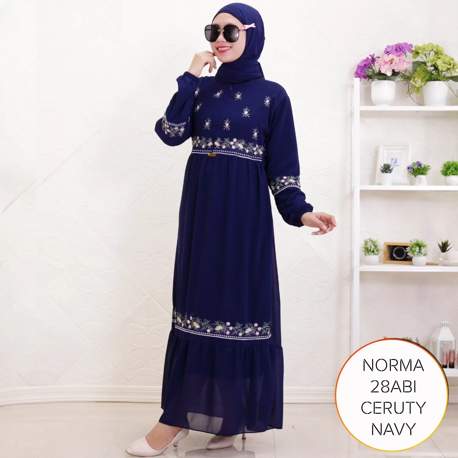 Gamis Bordir Ceruty Furing Busui Wudhu Friendly Allsize Norma E  2 E4