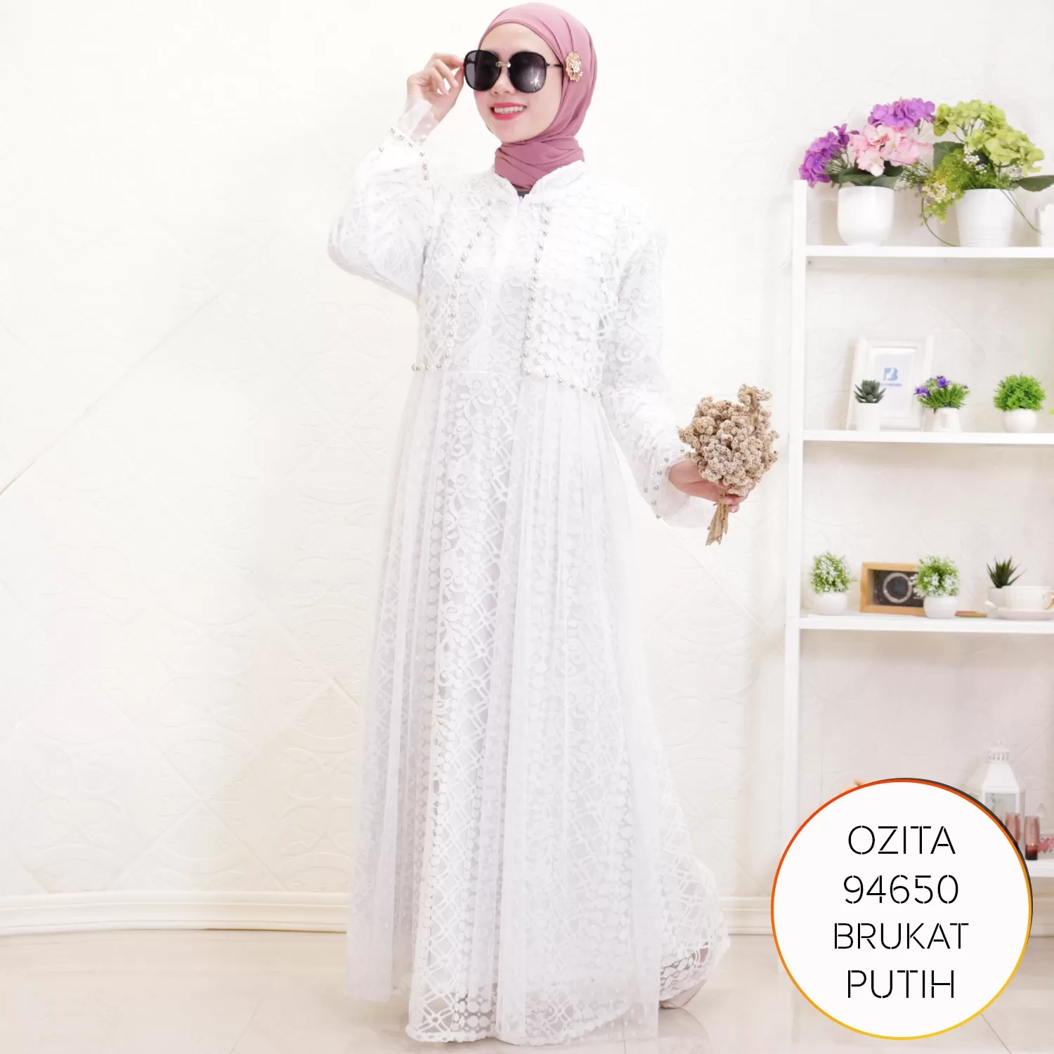 Gamis Jumbo Ozias Brukat Full Furing Busui Cardi Nyatu Ozita