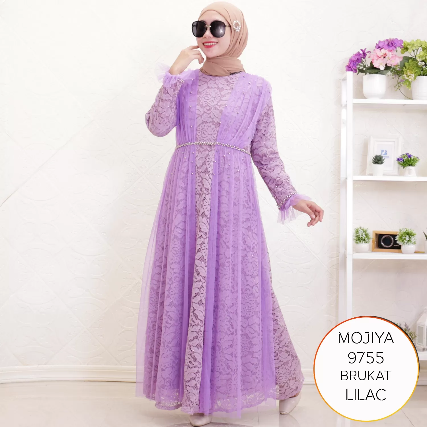 Gamis Pesta Ozias Brukat Tile Mutiara Elegan Mojiya 9755 Ceruty Brukat - bajubaru.id, Belanja Online di bajubaru.id saja 