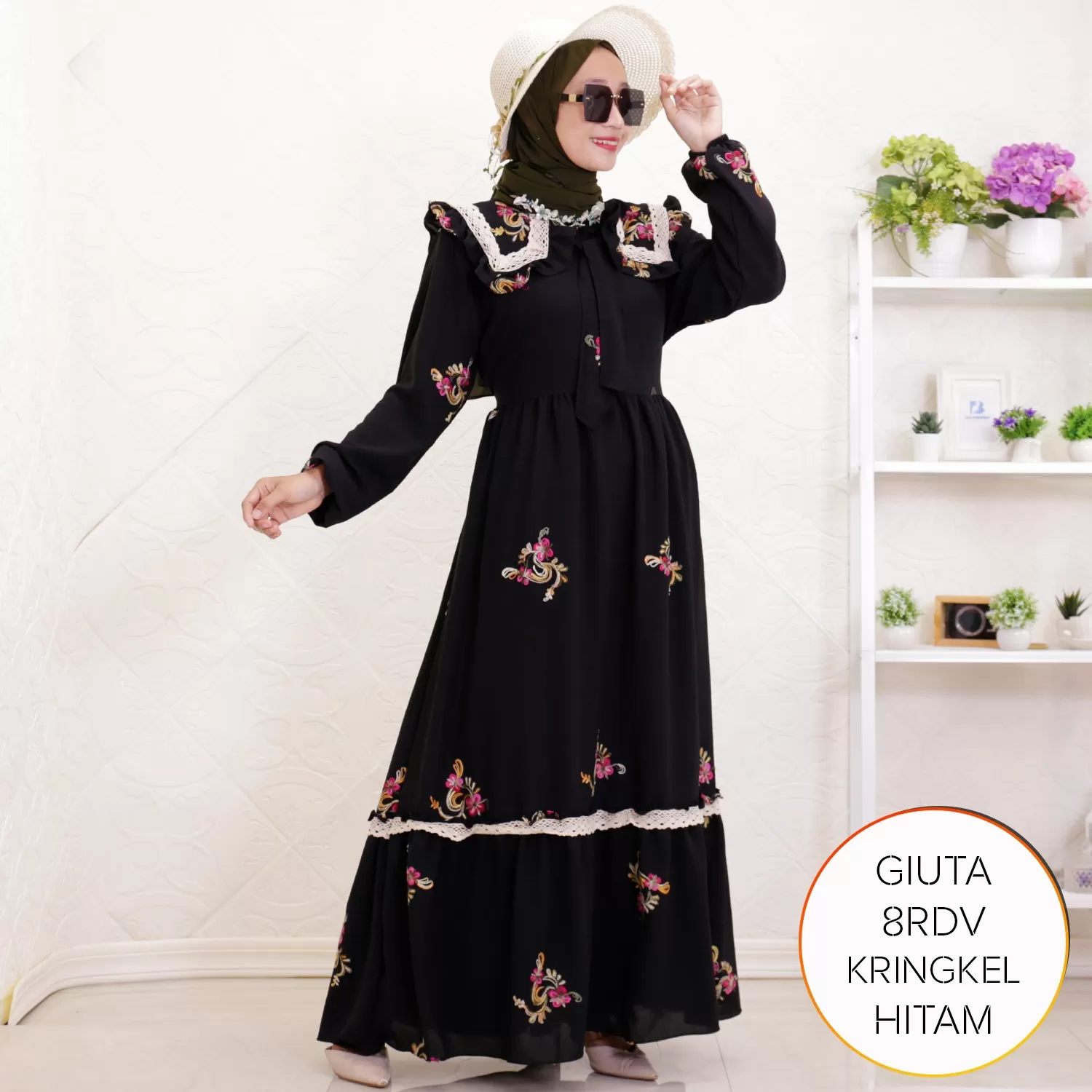 Gamis Jumbo Mayung Kringkel PomPom Rainbow Busui Sleting Kerah Korea Renda Giuta A 4