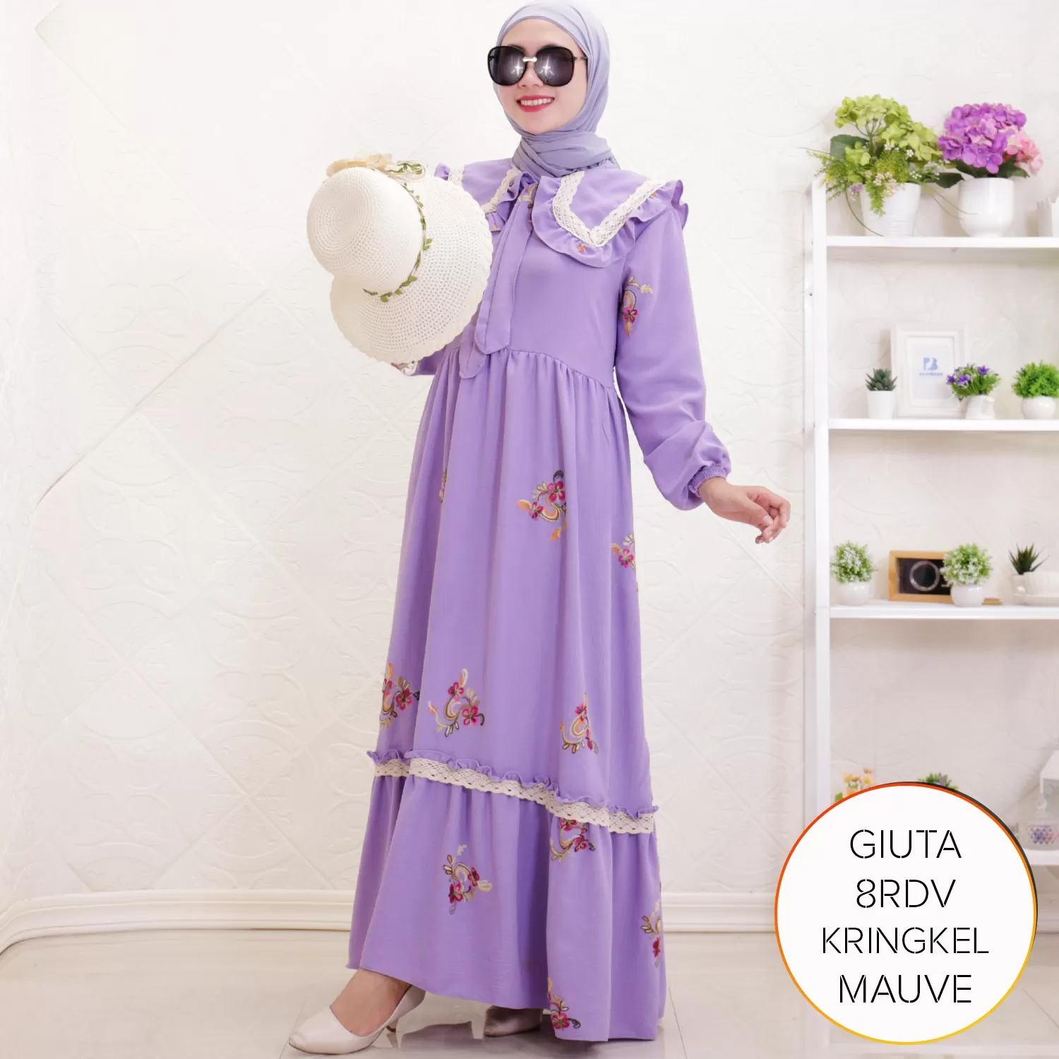 Gamis Jumbo Mayung Kringkel PomPom Rainbow Busui Sleting Kerah Korea Renda Giuta A 4