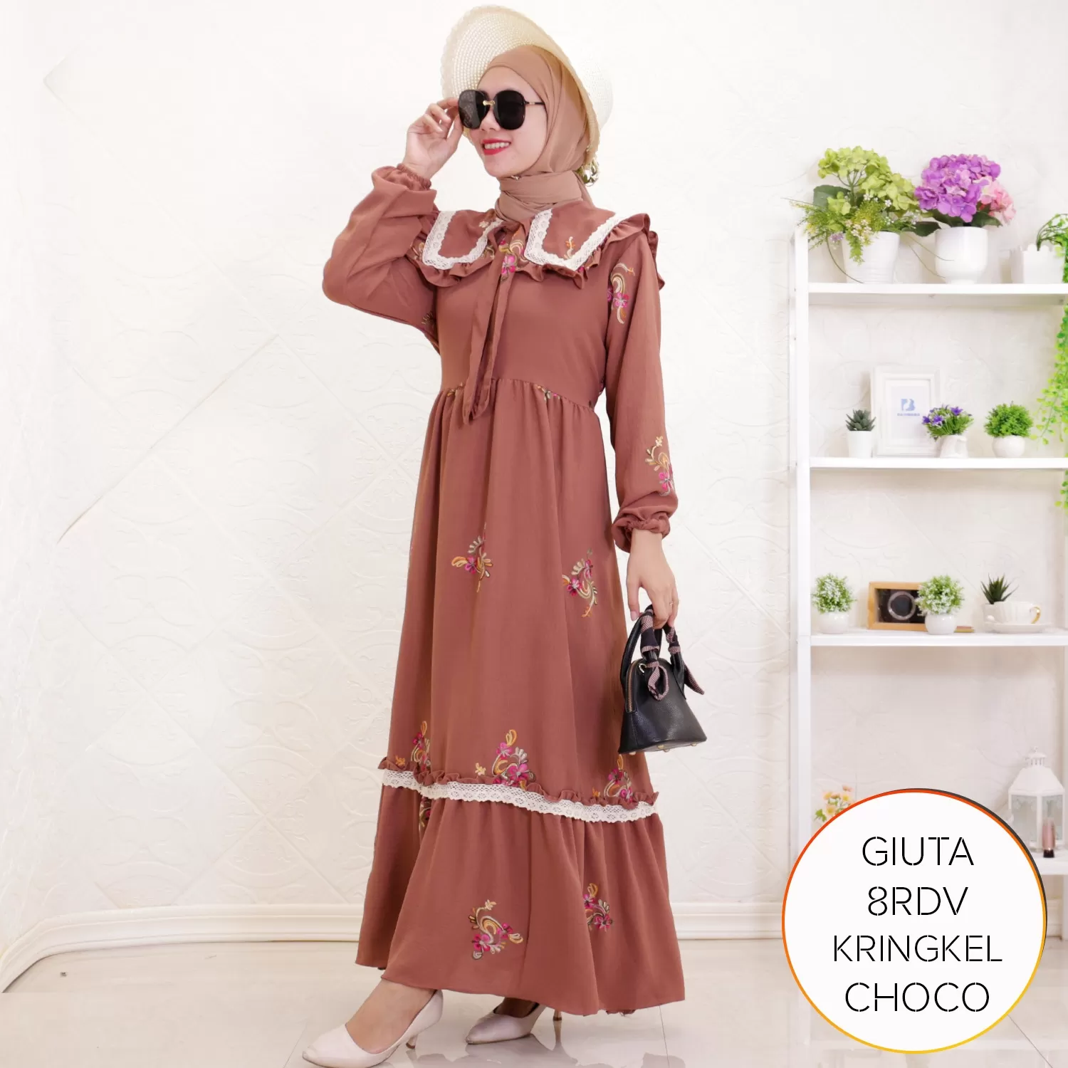 Gamis Jumbo Mayung Kringkel PomPom Rainbow Busui Sleting Kerah Korea Renda Giuta A 4