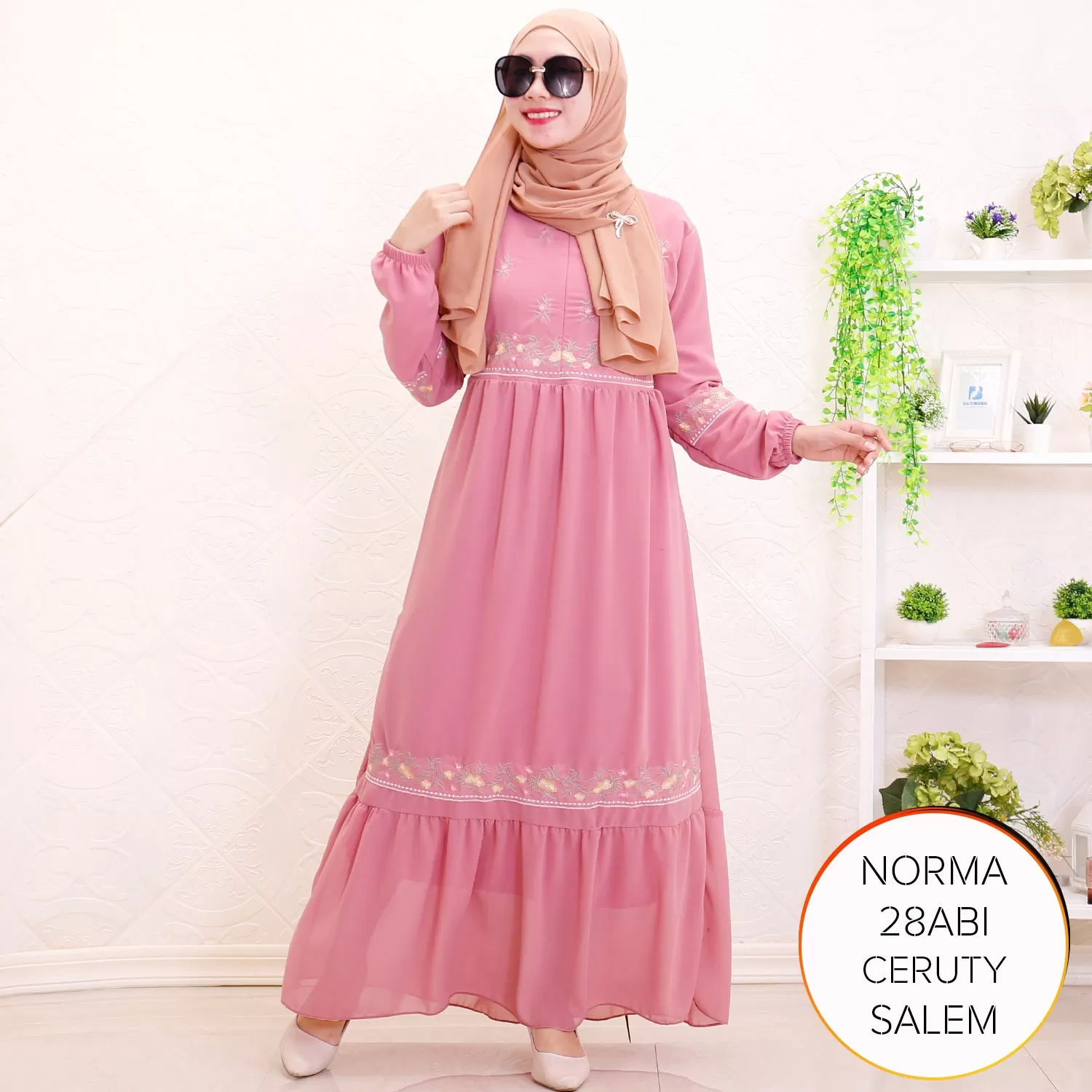 Gamis Bordir Ceruty Furing Busui Wudhu Friendly Allsize Norma E  2 E4