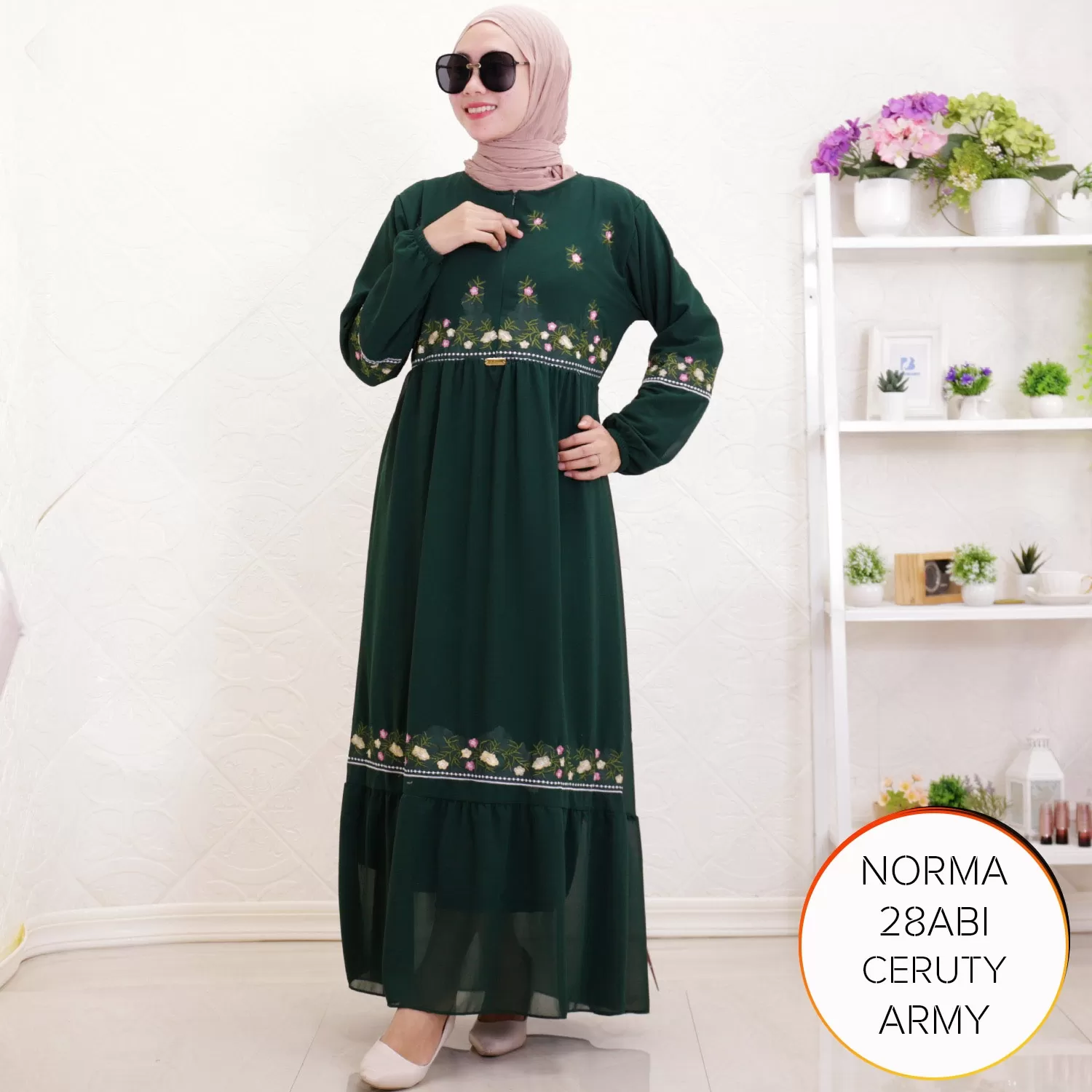 Gamis Bordir Ceruty Furing Busui Wudhu Friendly Allsize Norma E  2 E4