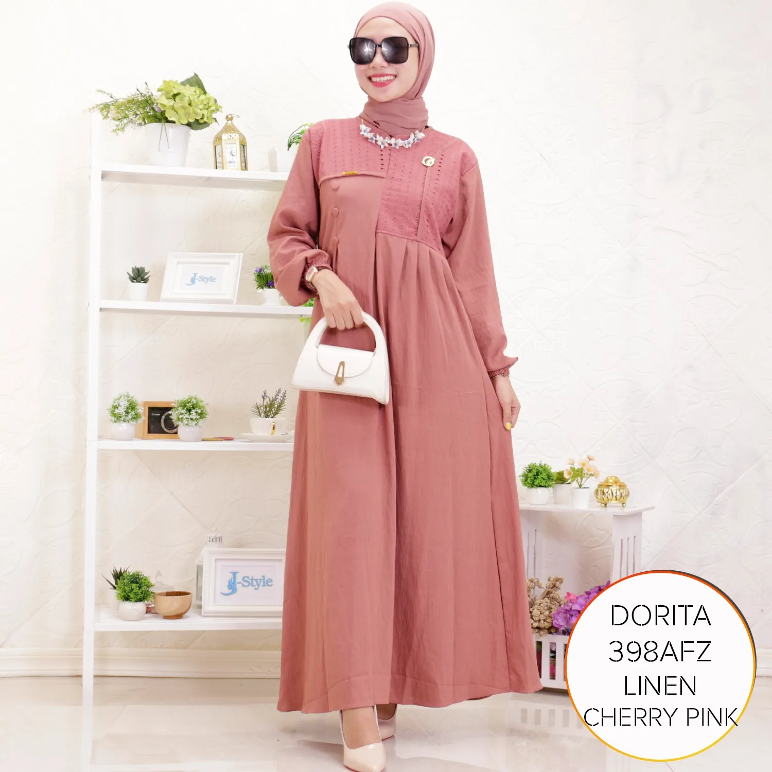 Gamis Polos Polo Linen Korean Style Katun Bordir Busui Friendly Dorita 398AFZ Linen - bajubaru.id, Belanja Online di bajubaru.id saja 