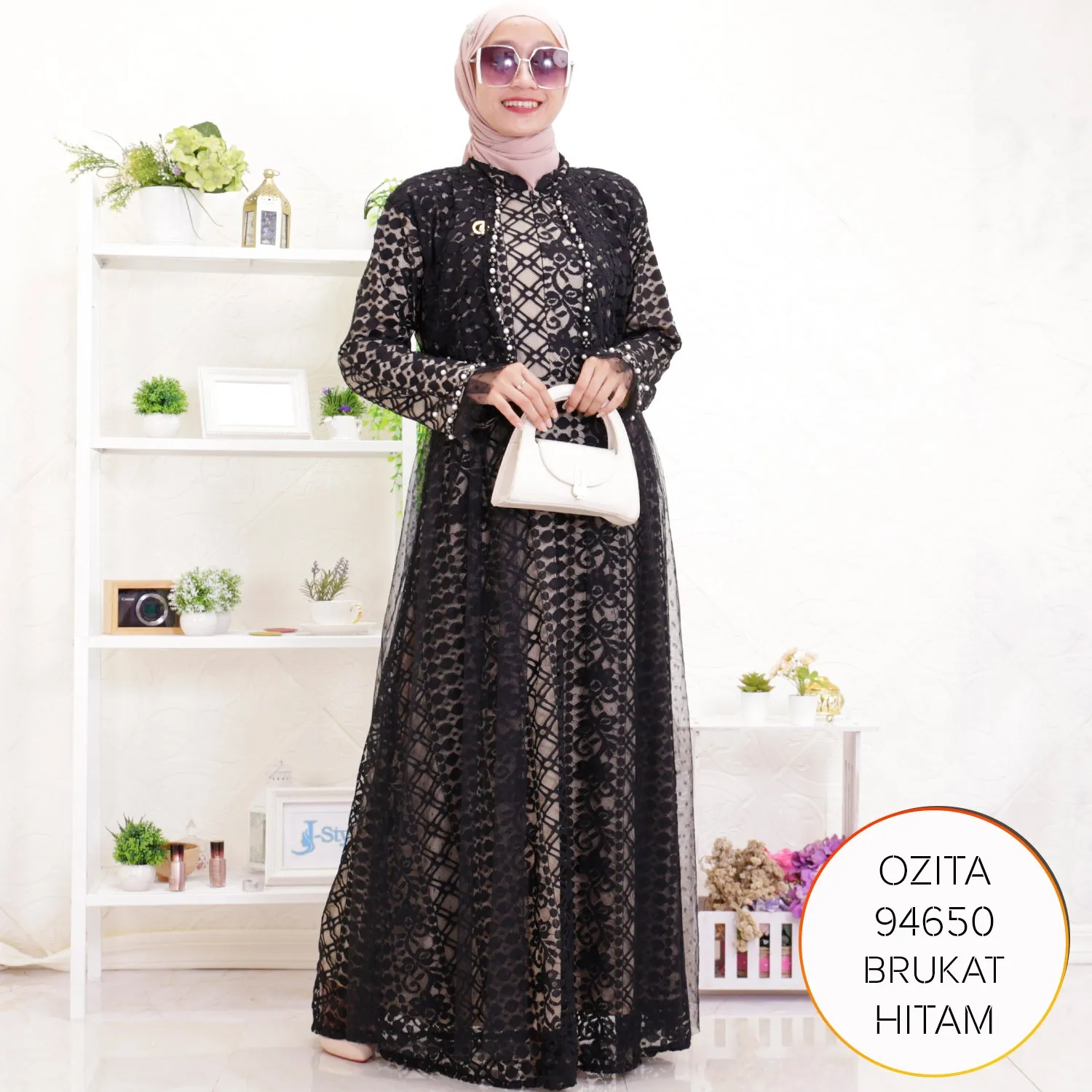 Gamis Jumbo Ozias Brukat Full Furing Busui Cardi Nyatu Ozita