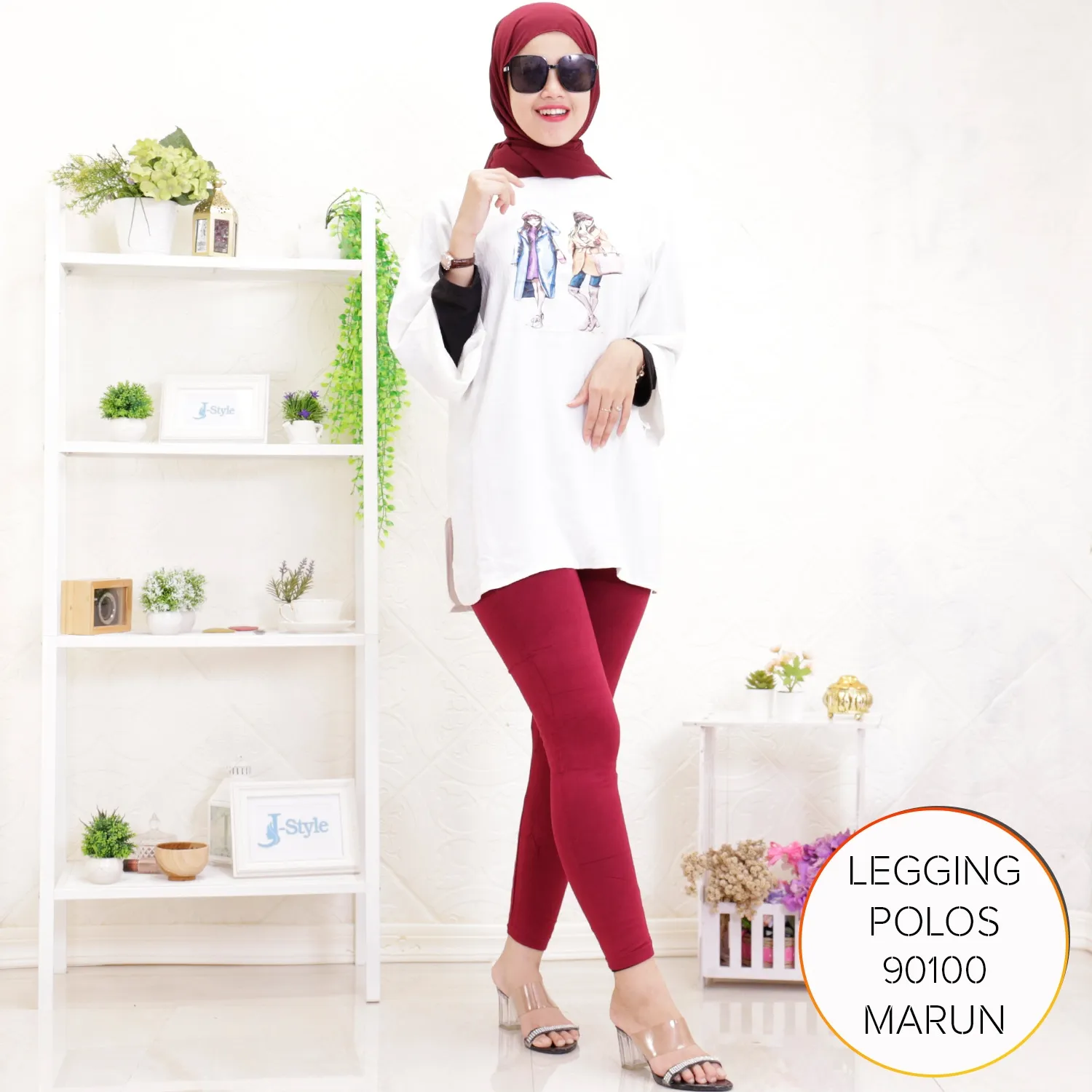 Celana Legging Wanita Dewasa Panjang Polos Jumbo Spandex Tebal Lembut Melar