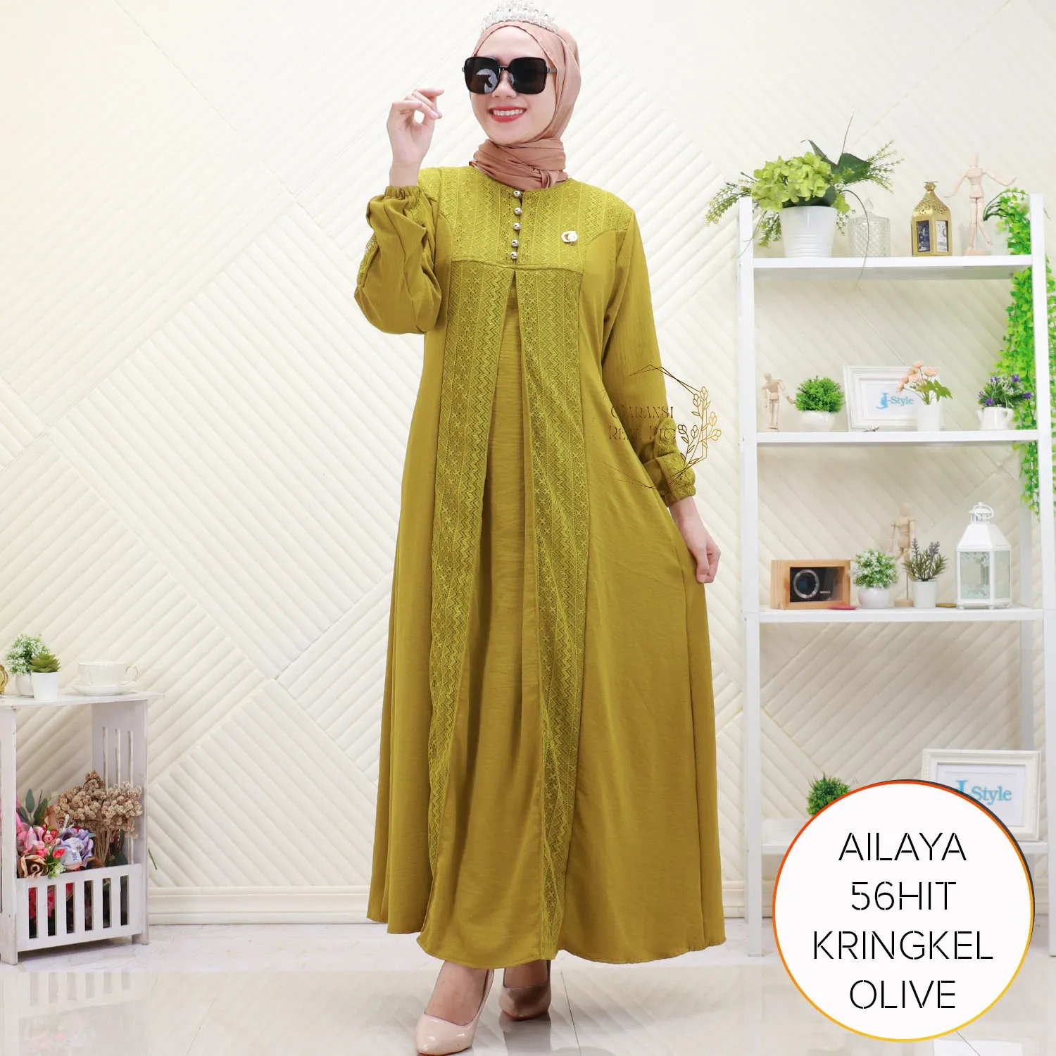 Gamis Pesta Busui Kringkel Mix Brukat Malika Wudhu Friendly Ailaya B 4