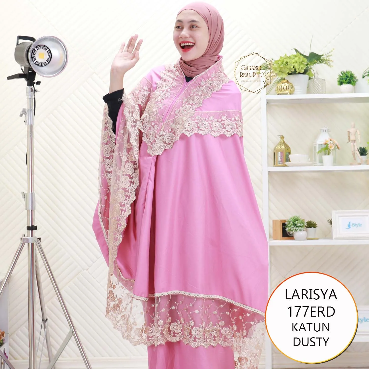 Larisya Mukena Wanita Dewasa Katun Bordir Renda Tile Mewah