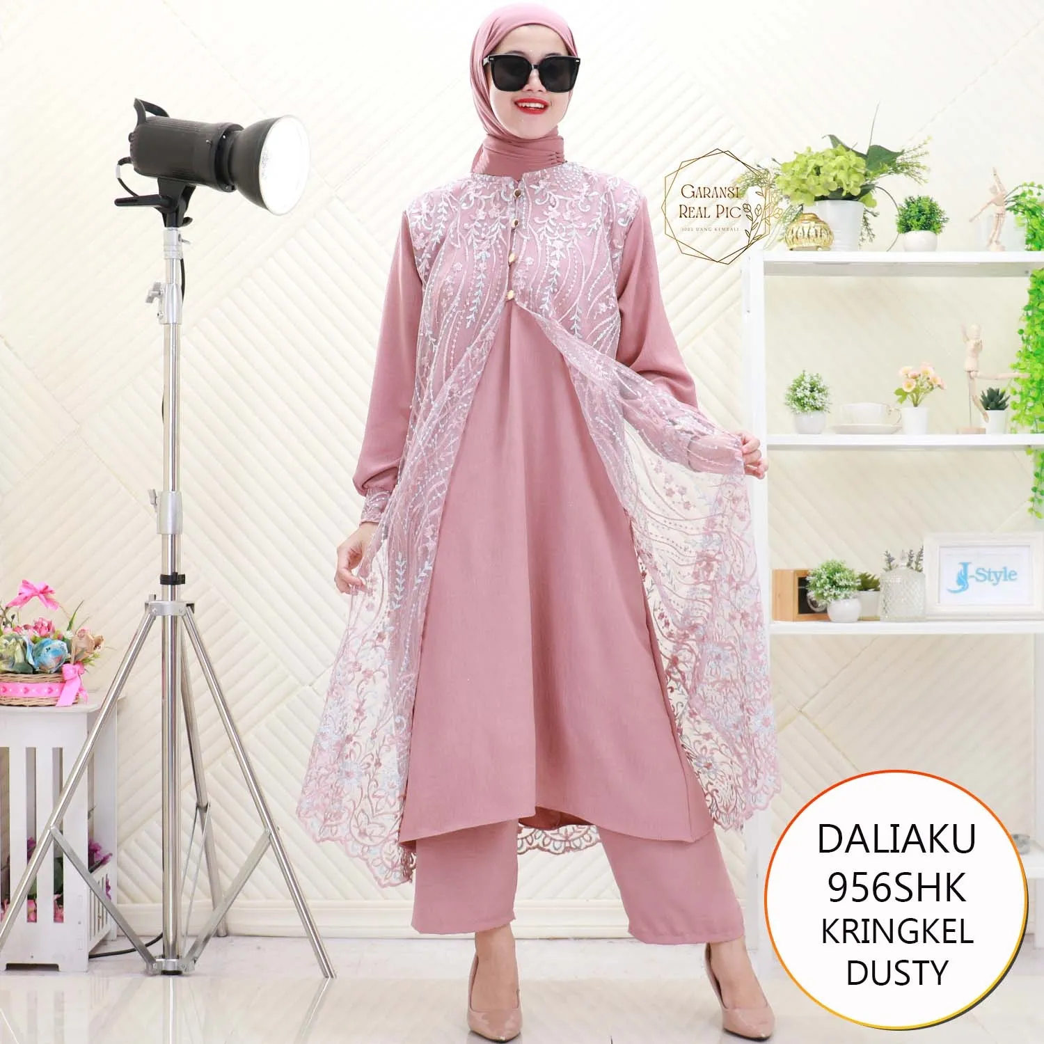 Daliaku One Set Long Tunik Kringkel Cardy Tile Brukat Nyatu Busui Friendly