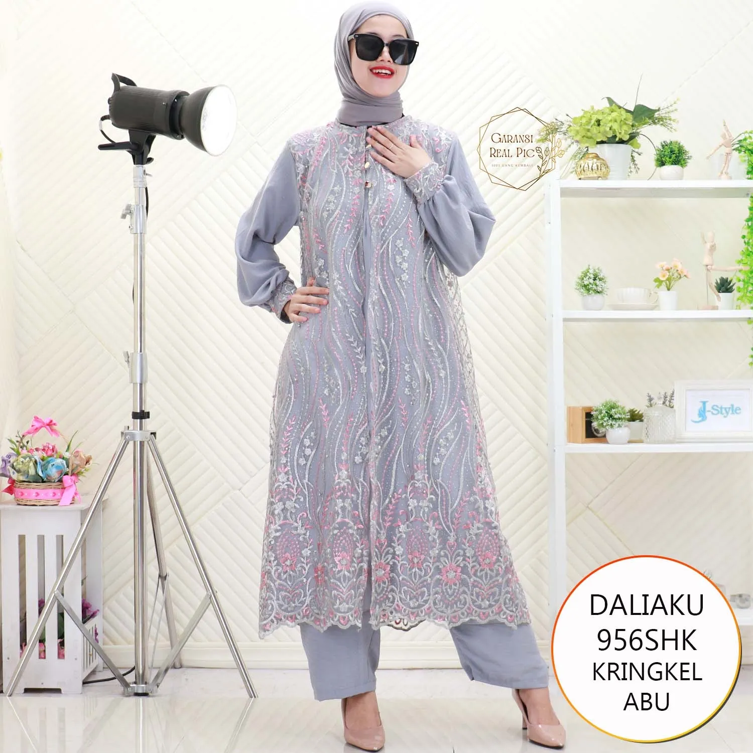 Daliaku One Set Long Tunik Kringkel Cardy Tile Brukat Nyatu Busui Friendly