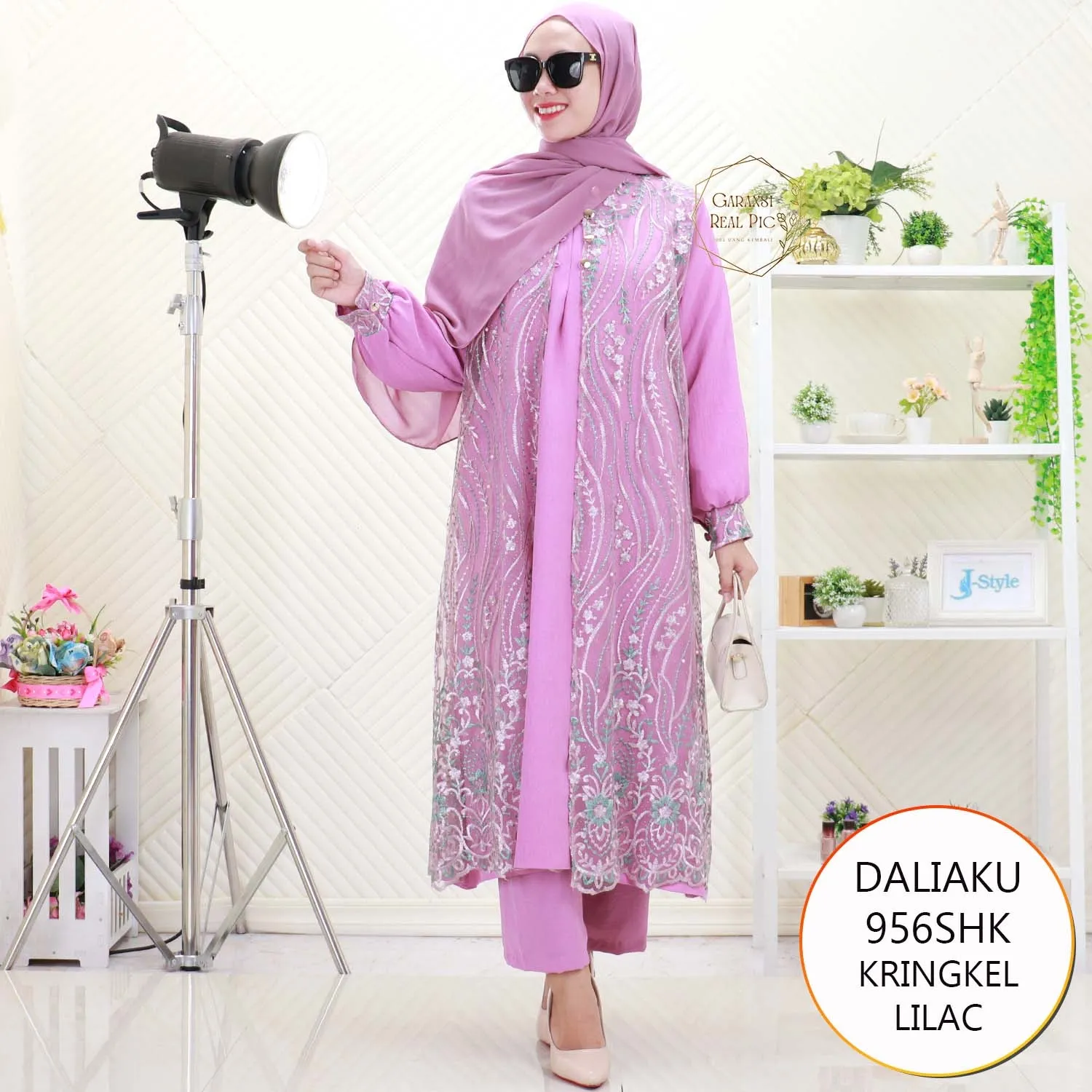 Daliaku One Set Long Tunik Kringkel Cardy Tile Brukat Nyatu Busui Friendly