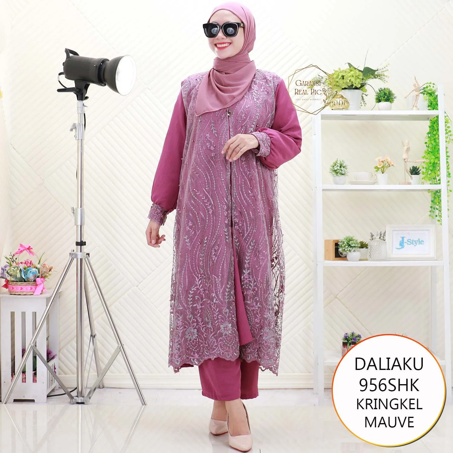 Daliaku One Set Long Tunik Kringkel Cardy Tile Brukat Nyatu Busui Friendly