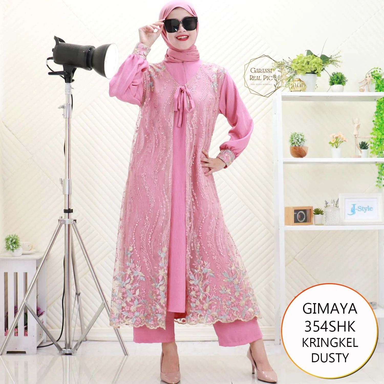 Gimaya Oneset Kringkel Cardi Tile Brukat Nyatu Busui Friendly