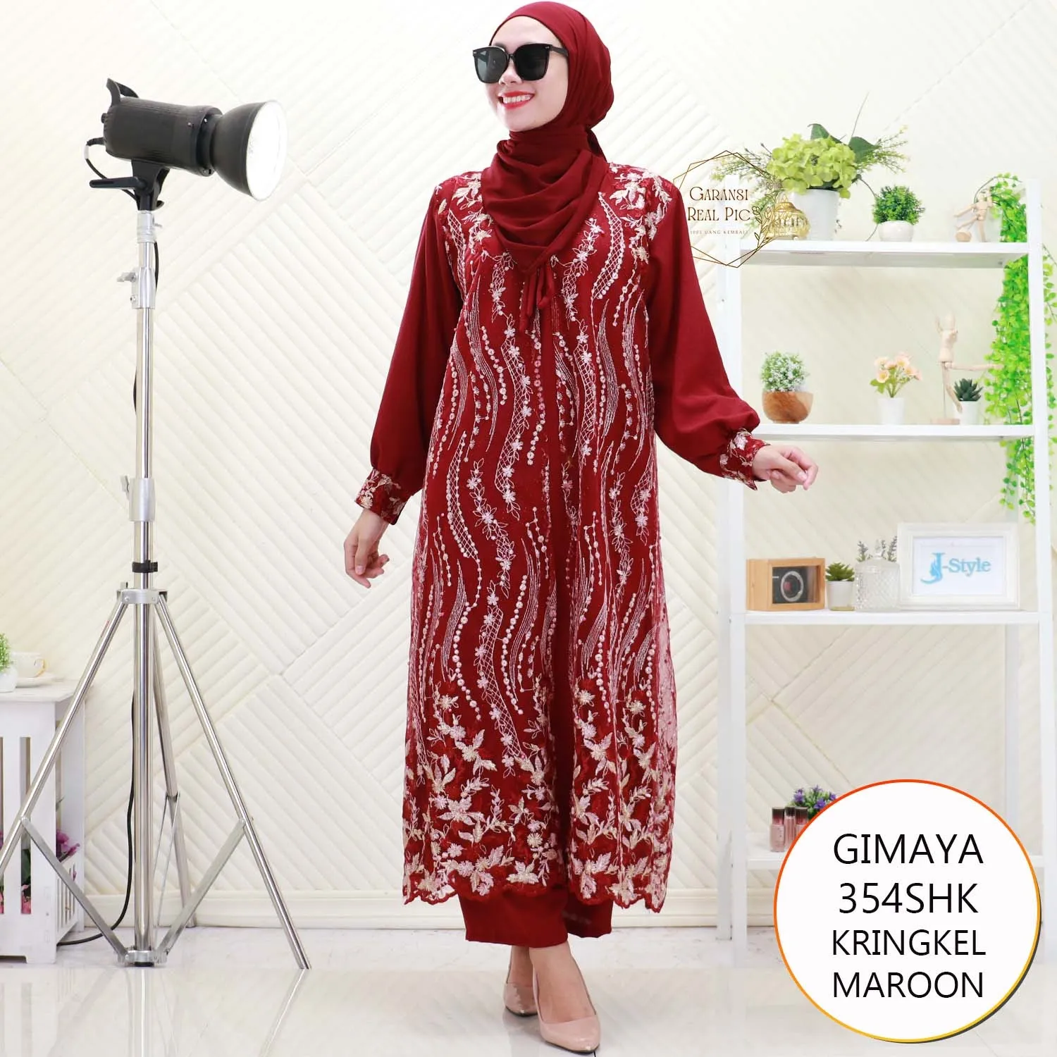 Gimaya Oneset Kringkel Cardi Tile Brukat Nyatu Busui Friendly