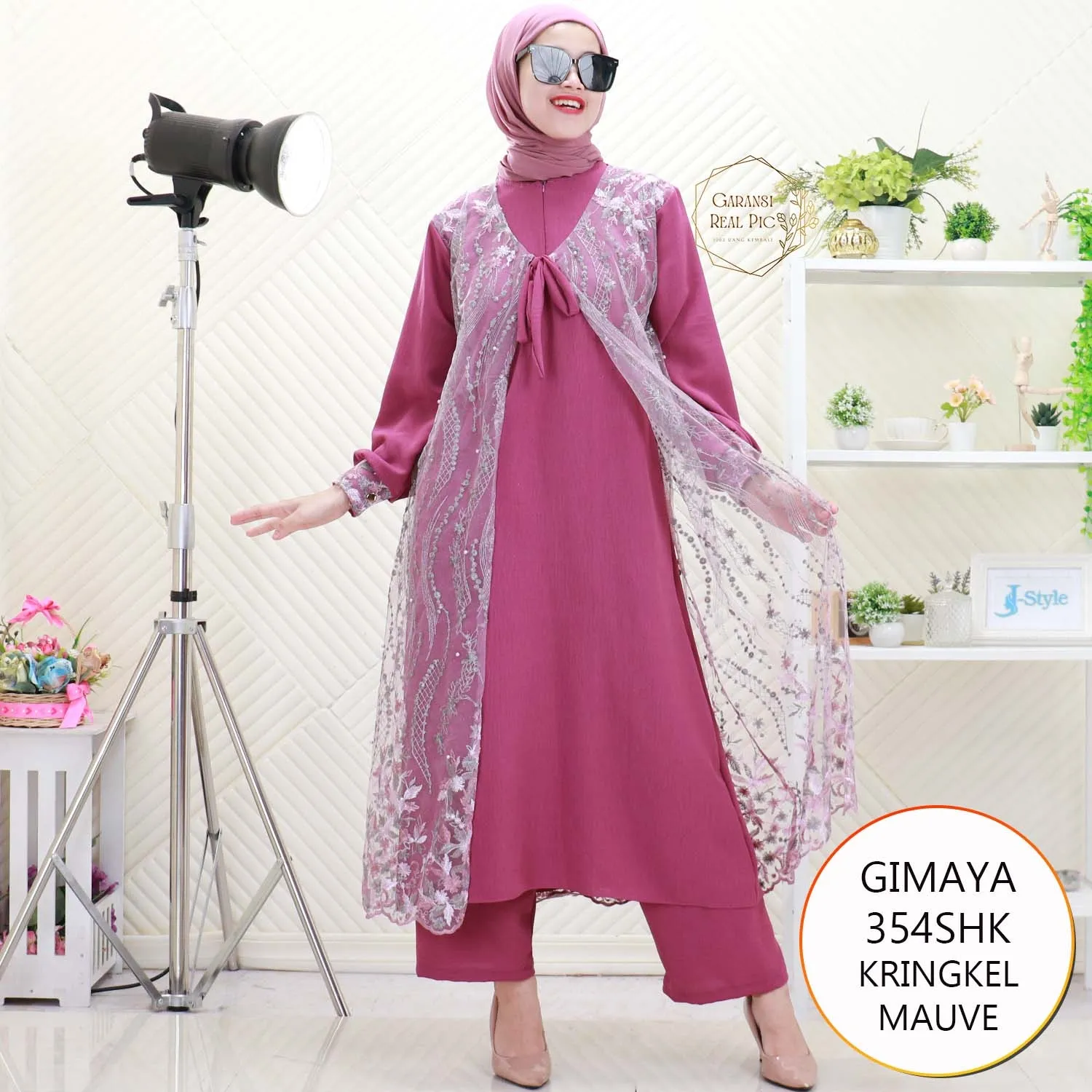 Gimaya Oneset Kringkel Cardi Tile Brukat Nyatu Busui Friendly