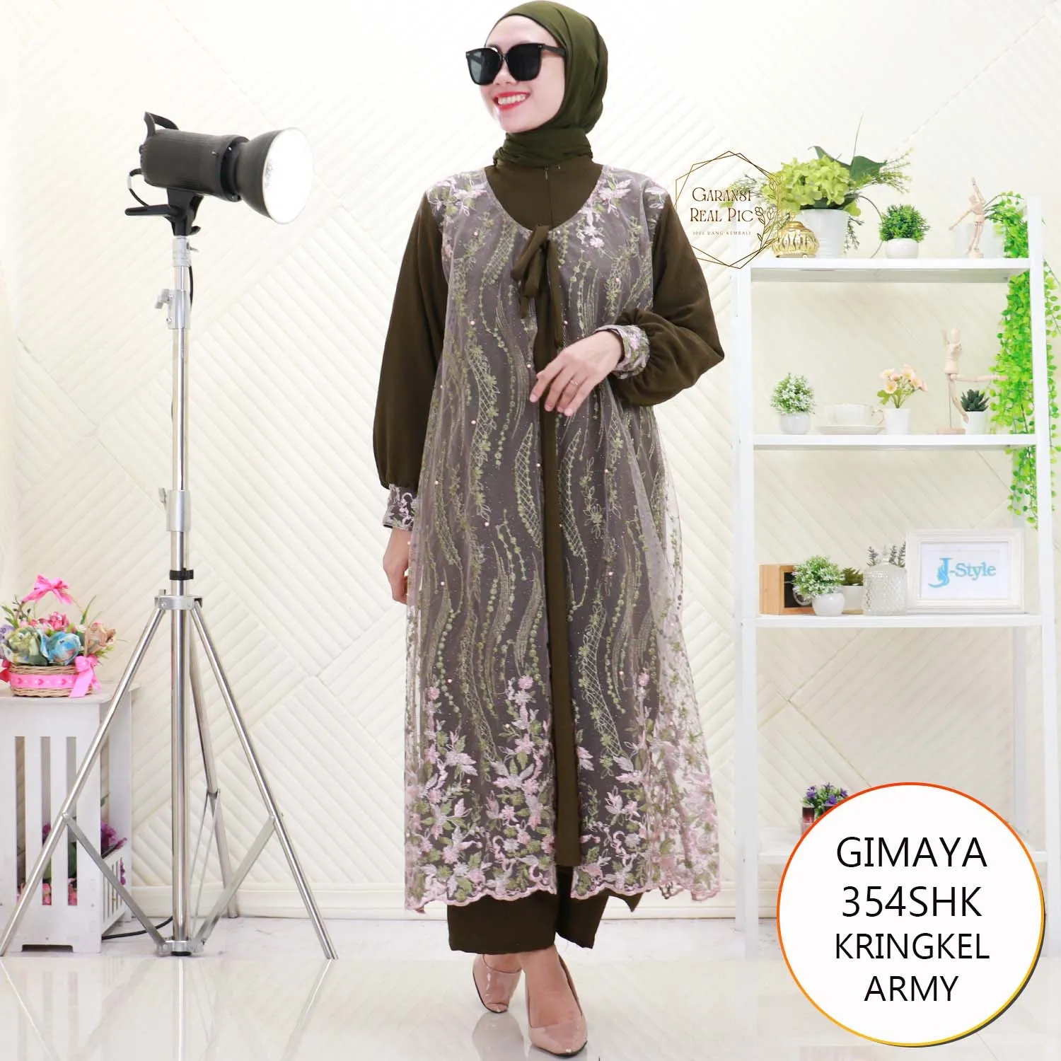 Gimaya Oneset Kringkel Cardi Tile Brukat Nyatu Busui Friendly