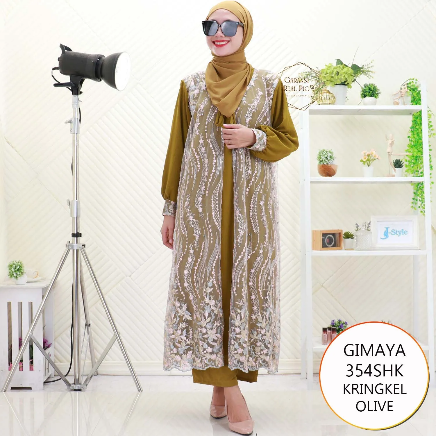 Gimaya Oneset Kringkel Cardi Tile Brukat Nyatu Busui Friendly