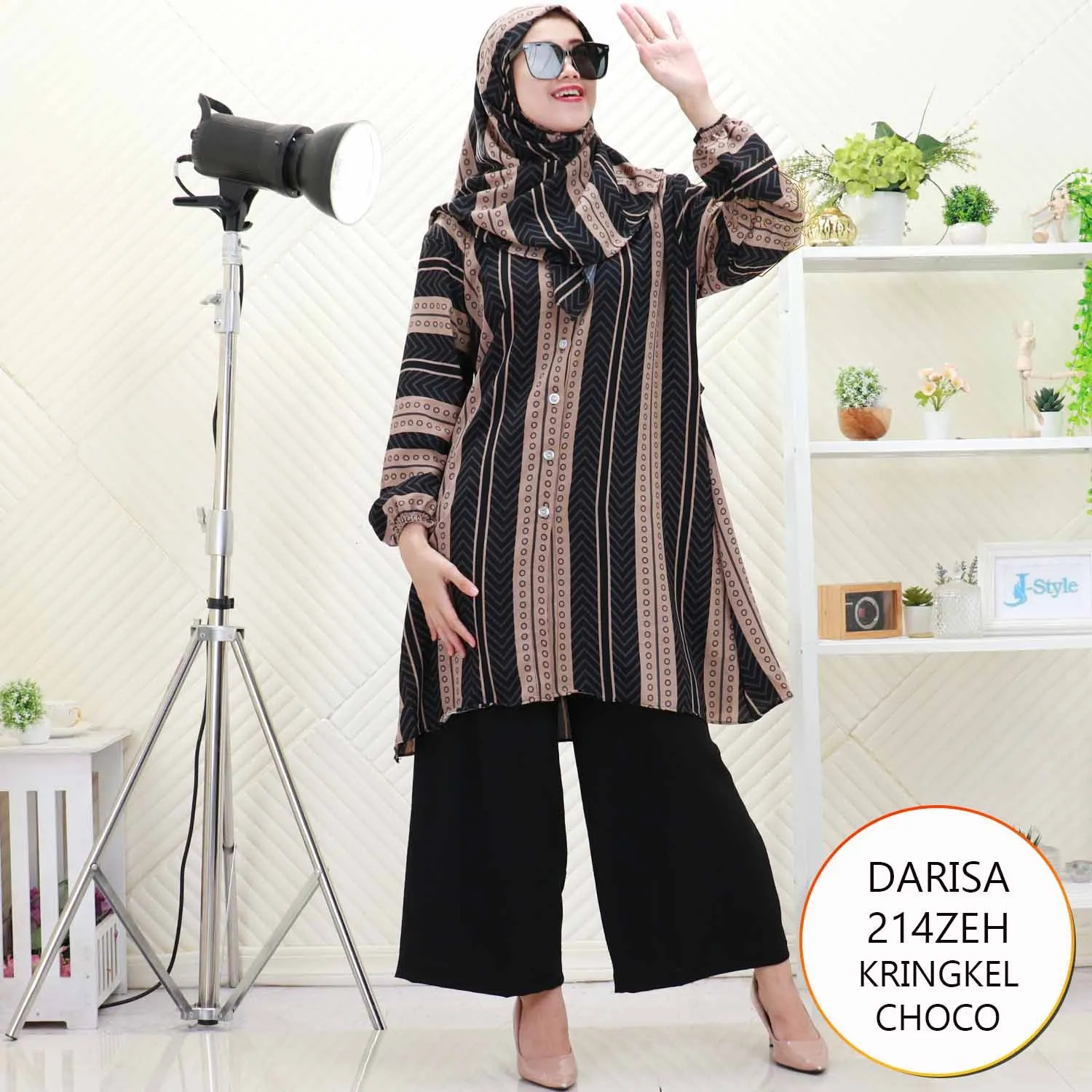 Darisa Oneset Tunik Set Hijab Kringkel Motif Busui Friendly