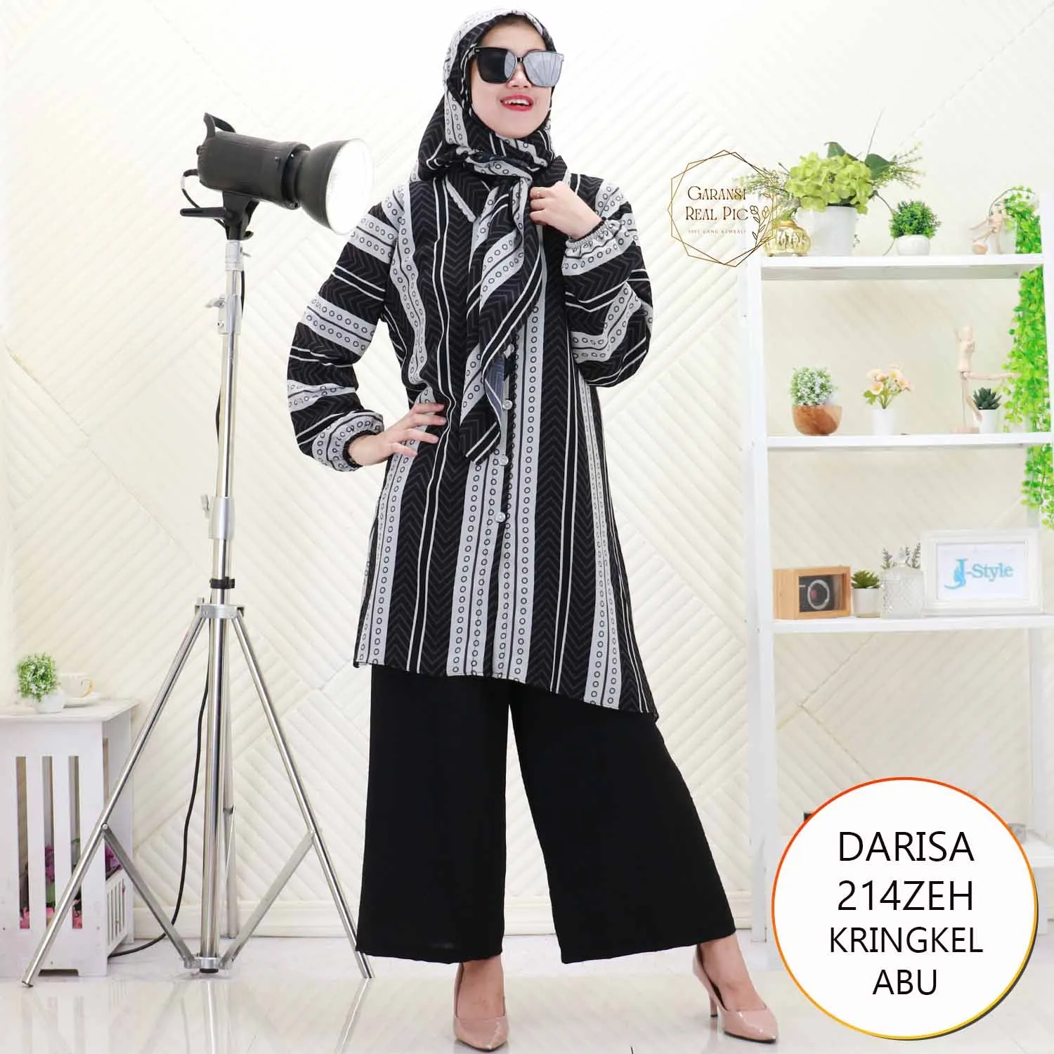 Darisa Oneset Tunik Set Hijab Kringkel Motif Busui Friendly