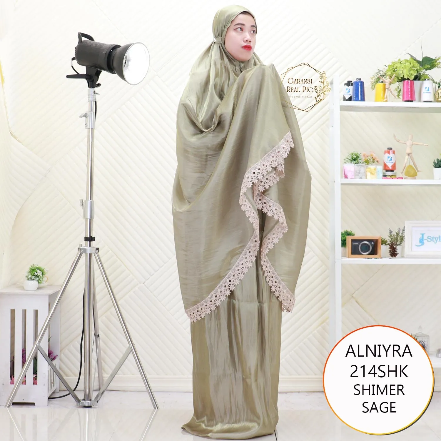 Alniyra Mukena Dewasa 2in1  Shimer Mewah Renda Keliling