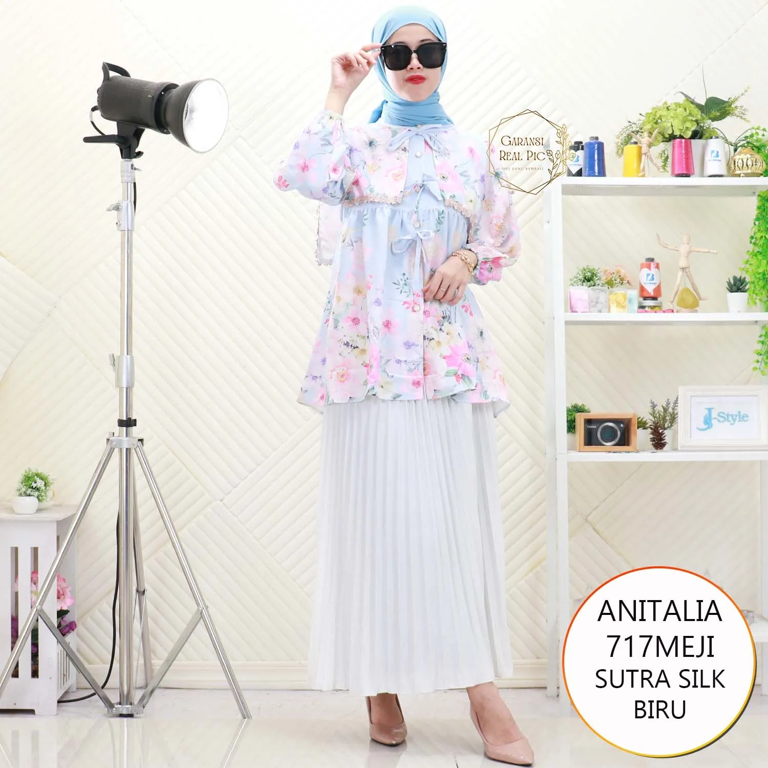 Anitalia Kemeja Meji Wanita Motif Printing Busui Friendly