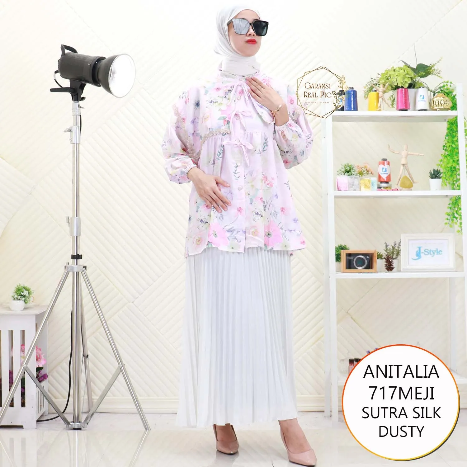 Anitalia Kemeja Meji Wanita Motif Printing Busui Friendly