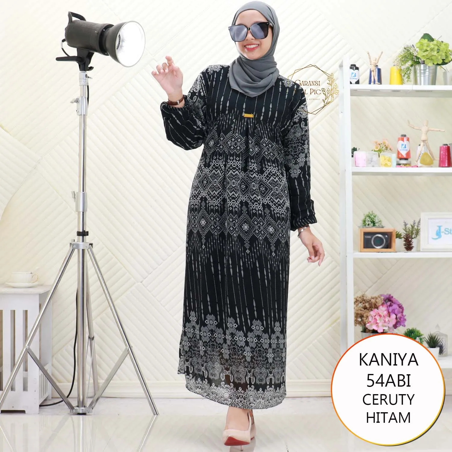 Kaniya Midi Dress Ceruty Motif Etnik Busui Friendly