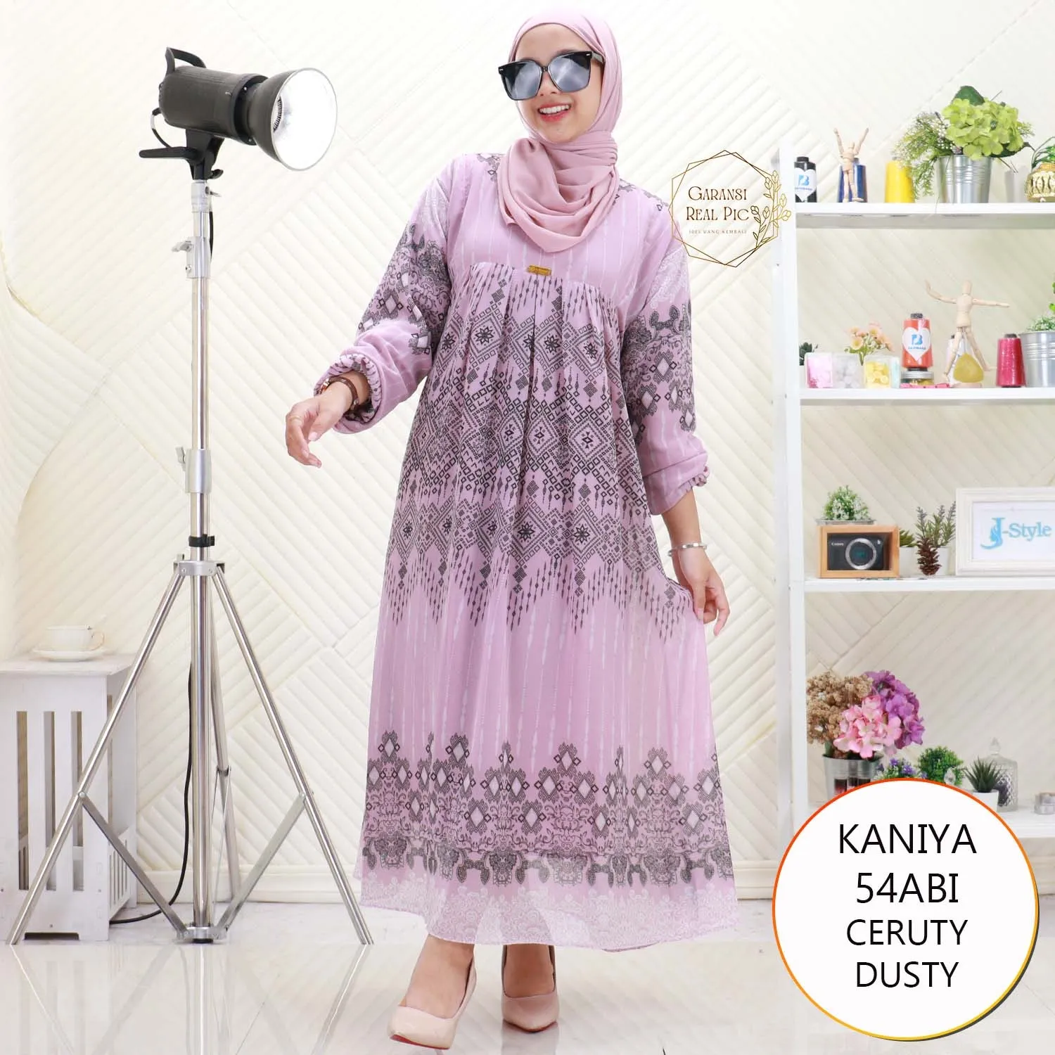 Kaniya Midi Dress Ceruty Motif Etnik Busui Friendly