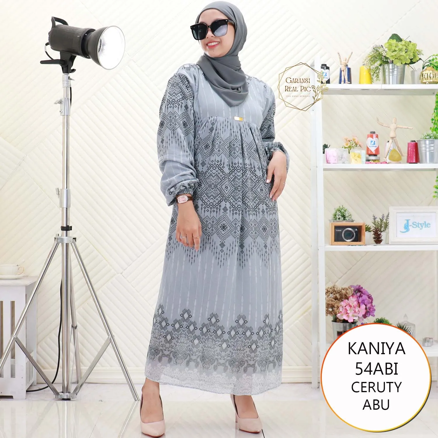 Kaniya Midi Dress Ceruty Motif Etnik Busui Friendly