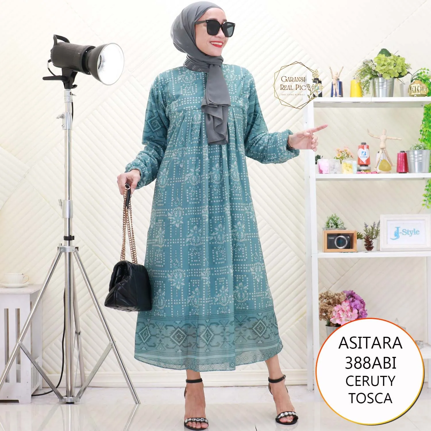 Asitara Midi Dress Ceruty Motif Etnik Busui Friendly