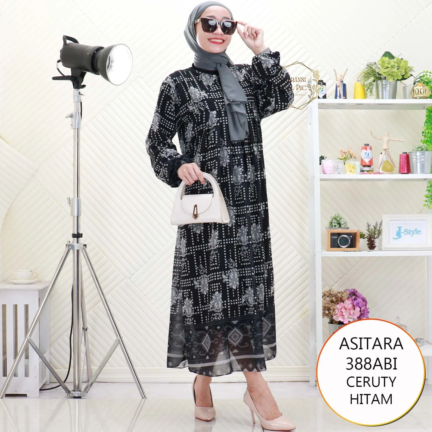 Asitara Midi Dress Ceruty Motif Etnik Busui Friendly