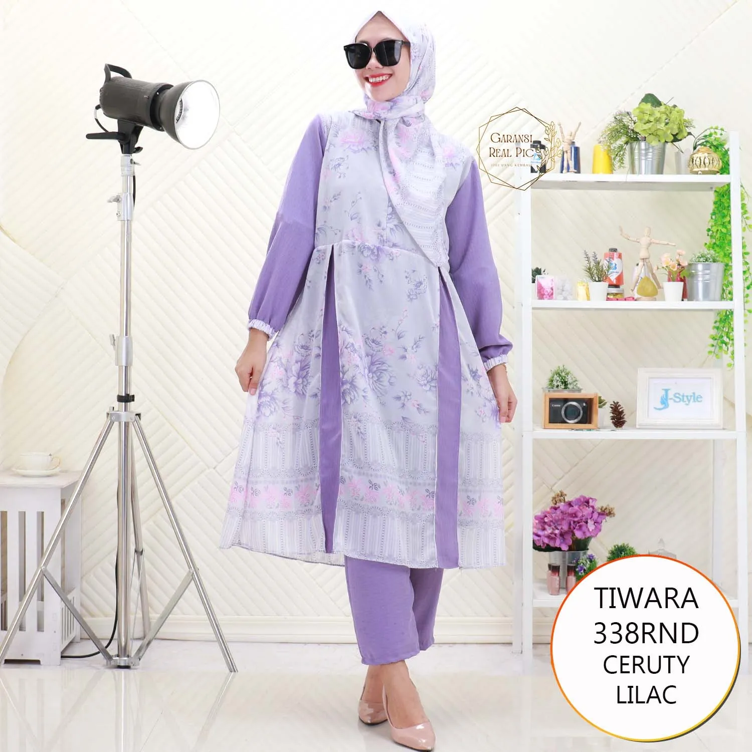 Tiwara Oneset Long Tunik Ceruty Motif Busui Friendly