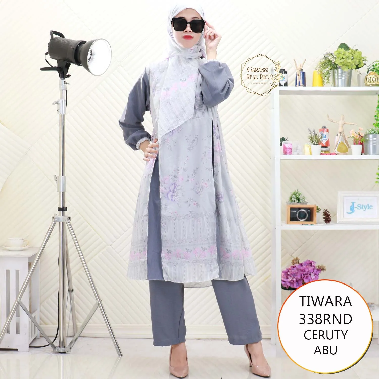 Tiwara Oneset Long Tunik Ceruty Motif Busui Friendly