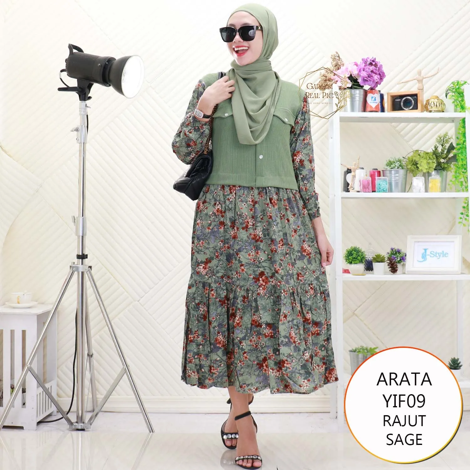 Arata Midi Rajut Mix Katun Rayon Variasi Kancing Umpak Keliling