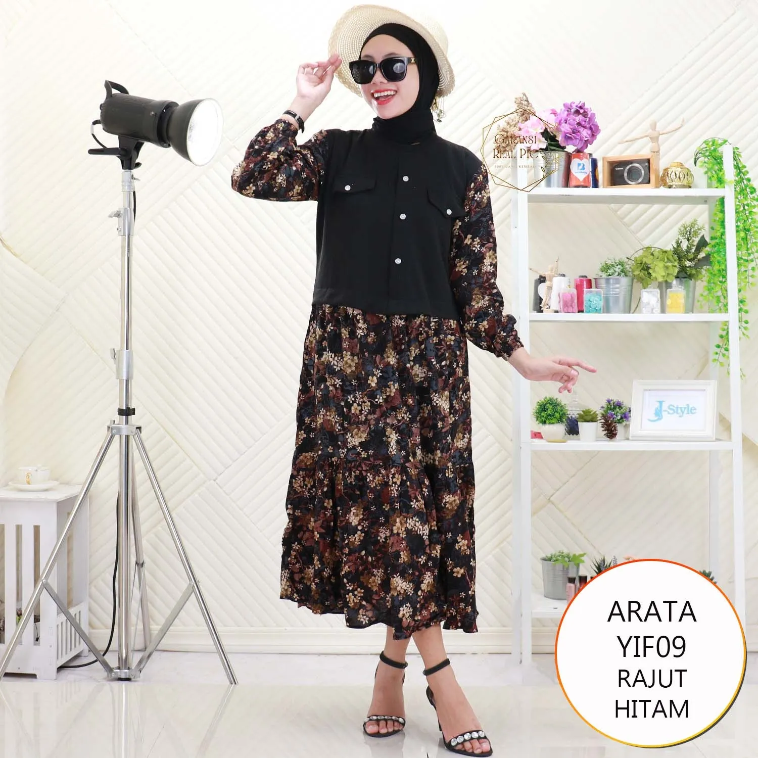 Arata Midi Rajut Mix Katun Rayon Variasi Kancing Umpak Keliling