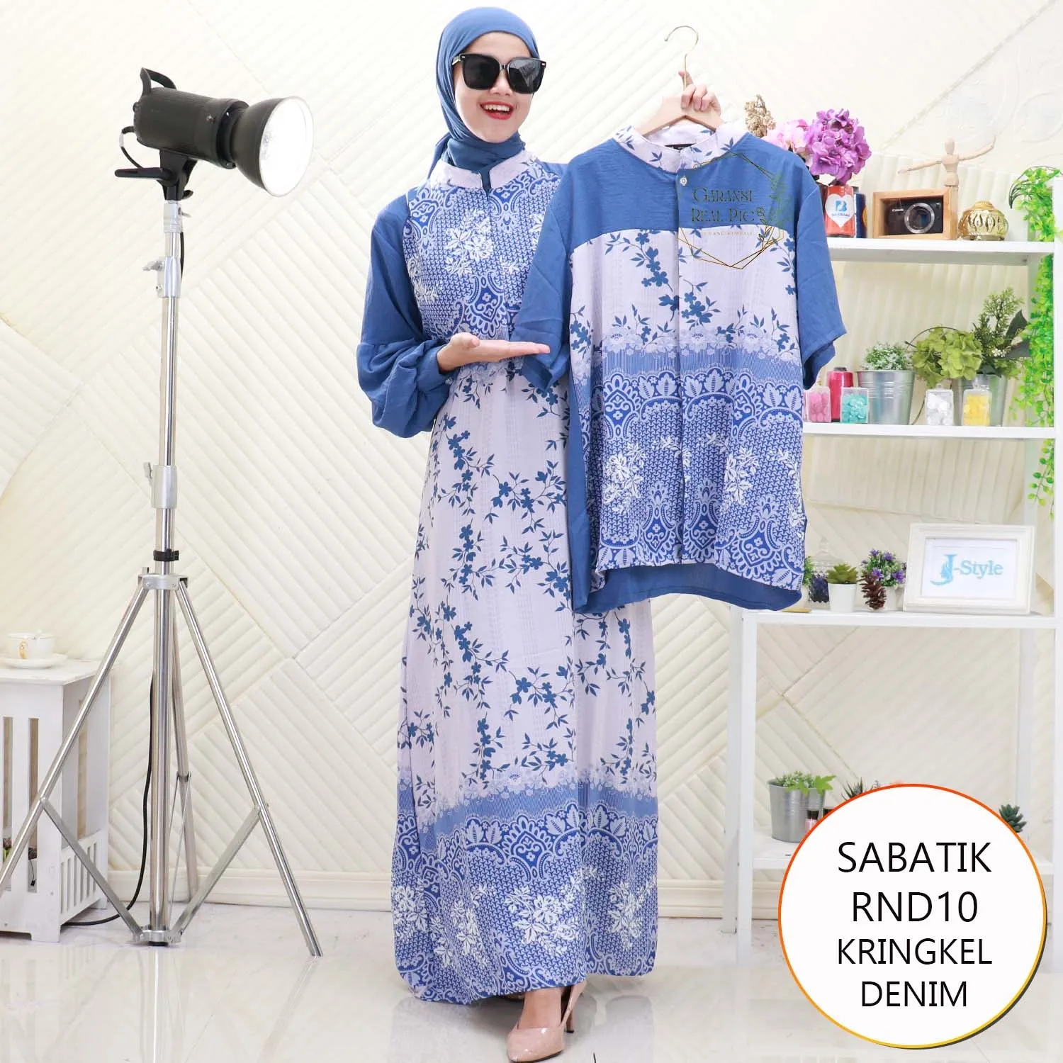 Sabatik Sarimbit Set Lebaran Couple Kringkel Printing Motif