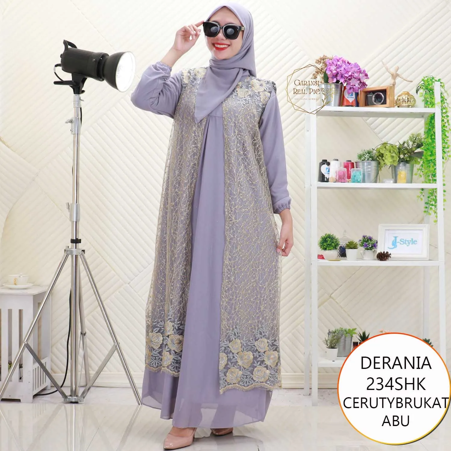 Derania Gamis Ceruty Set Hijab Cardi Tile Bordir Mewah Busui Friendly 234SHK Ceruty Brukat - bajubaru.id, Belanja Online di bajubaru.id saja 