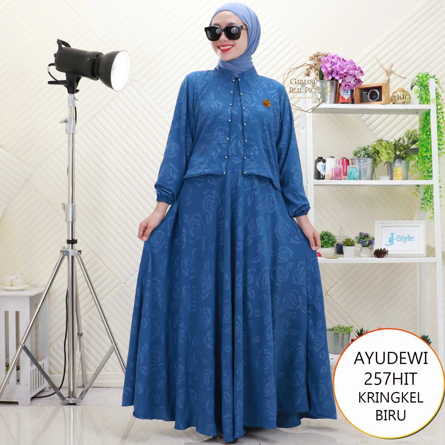 Gamis Rompi Cardi Menyatu Busui Aplikasi Mutiara Rok Lebar Setengah Lingkaran Ayudewi KB