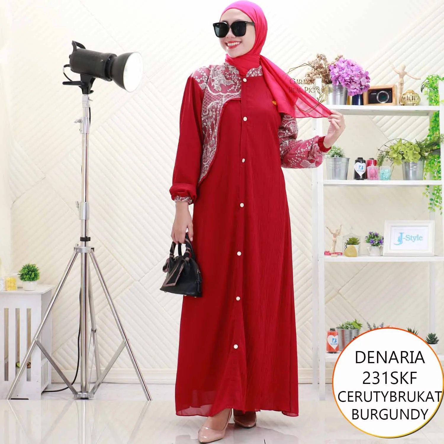 Denaria Gamis Ceruty Mix Tile Brukat Bordir Busui Friendly