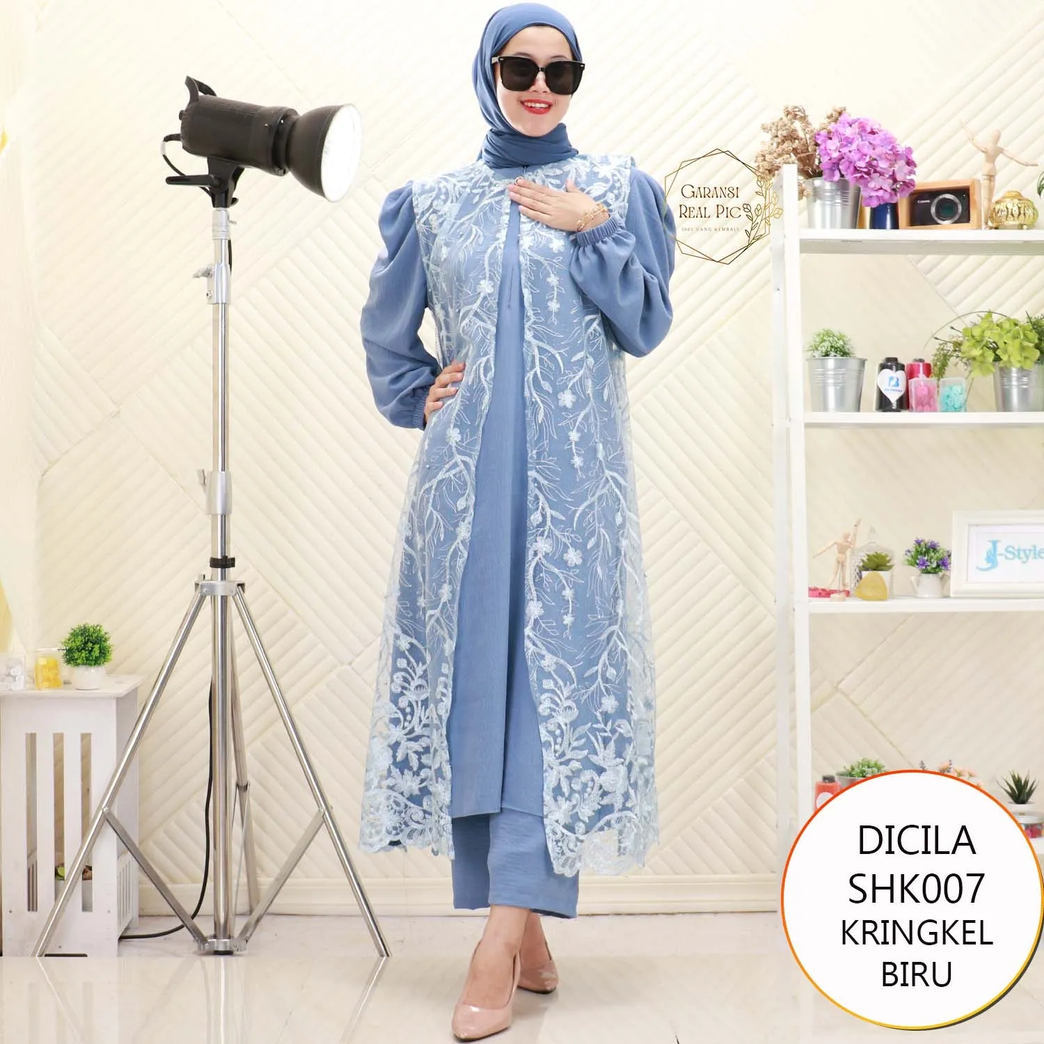 Dicila One Set Long Tunik Kringkel Cardi Tile Brukat Mewah Nyatu Busui Friendly SHK007 Kringkel Airflow - bajubaru.id, Belanja Online di bajubaru.id saja 