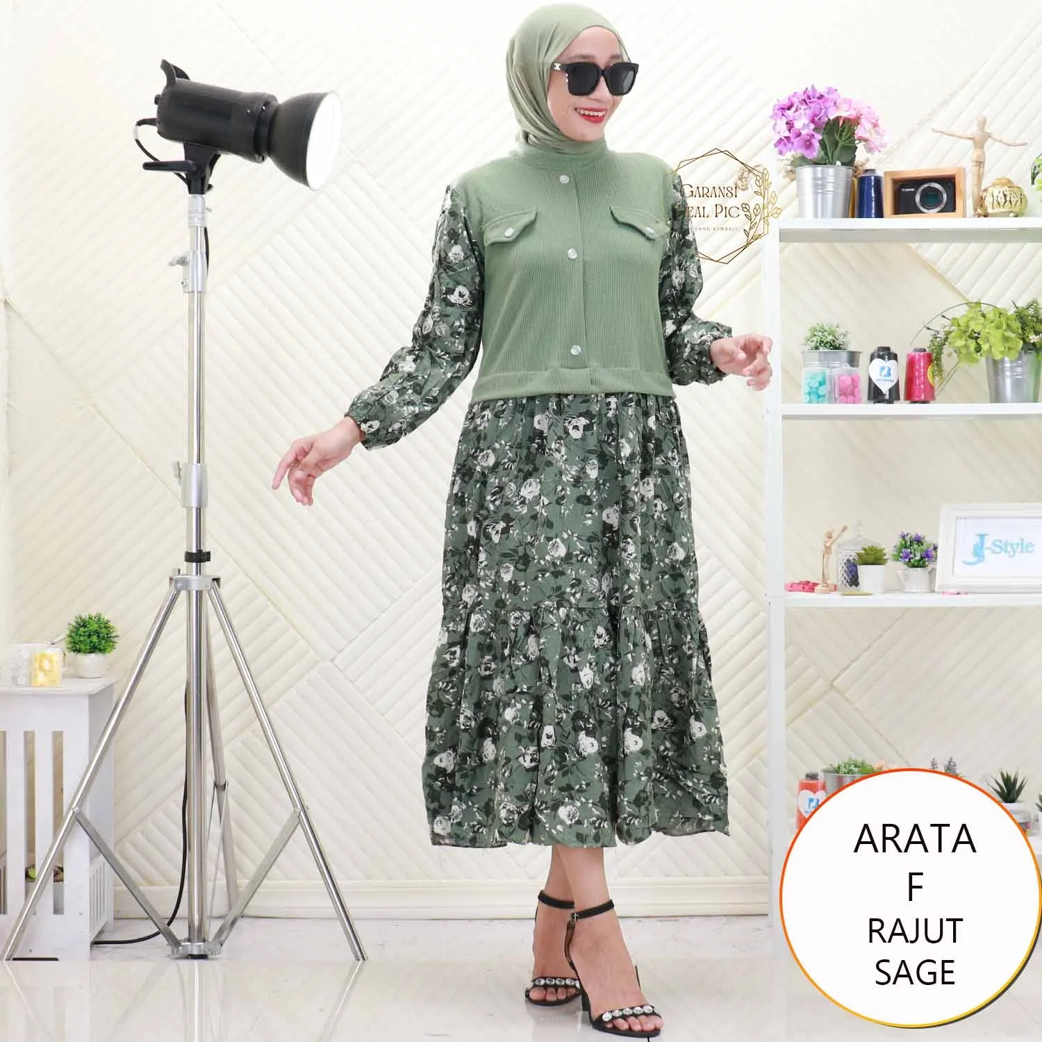 Arata Midi Rajut Mix Katun Rayon Variasi Kancing Umpak Keliling